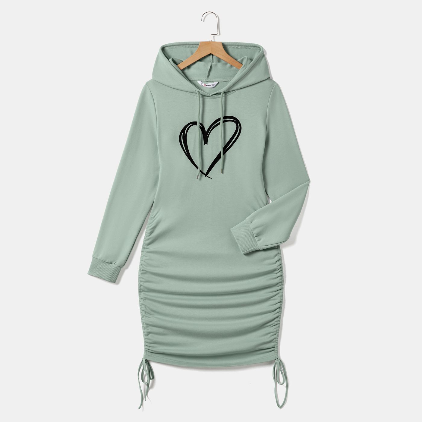 

Mommy and Me Casual Love Pattern Long-sleeve Hooded Body-con Dresses