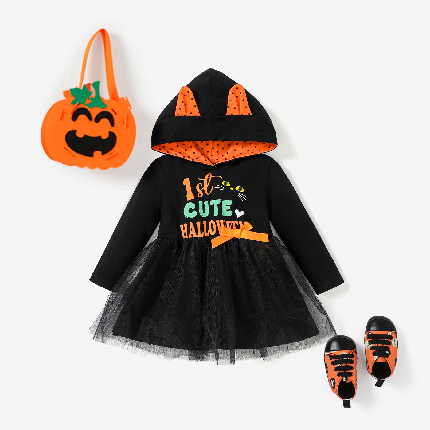 

Baby Girl Sweet Halloween 3D Ear Hooded Fairy Dress