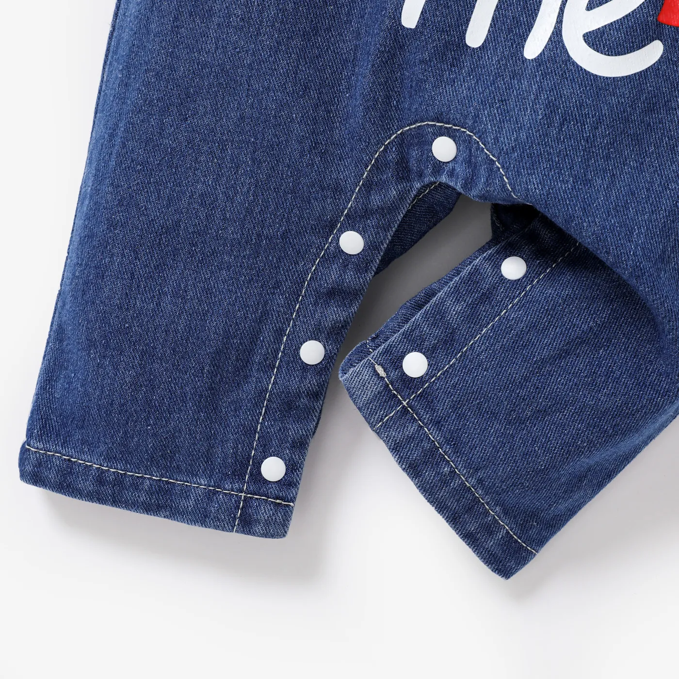 Baby Boy/Girl Childlike Letter Lapel Denim Jumpsuit 
  image 4
