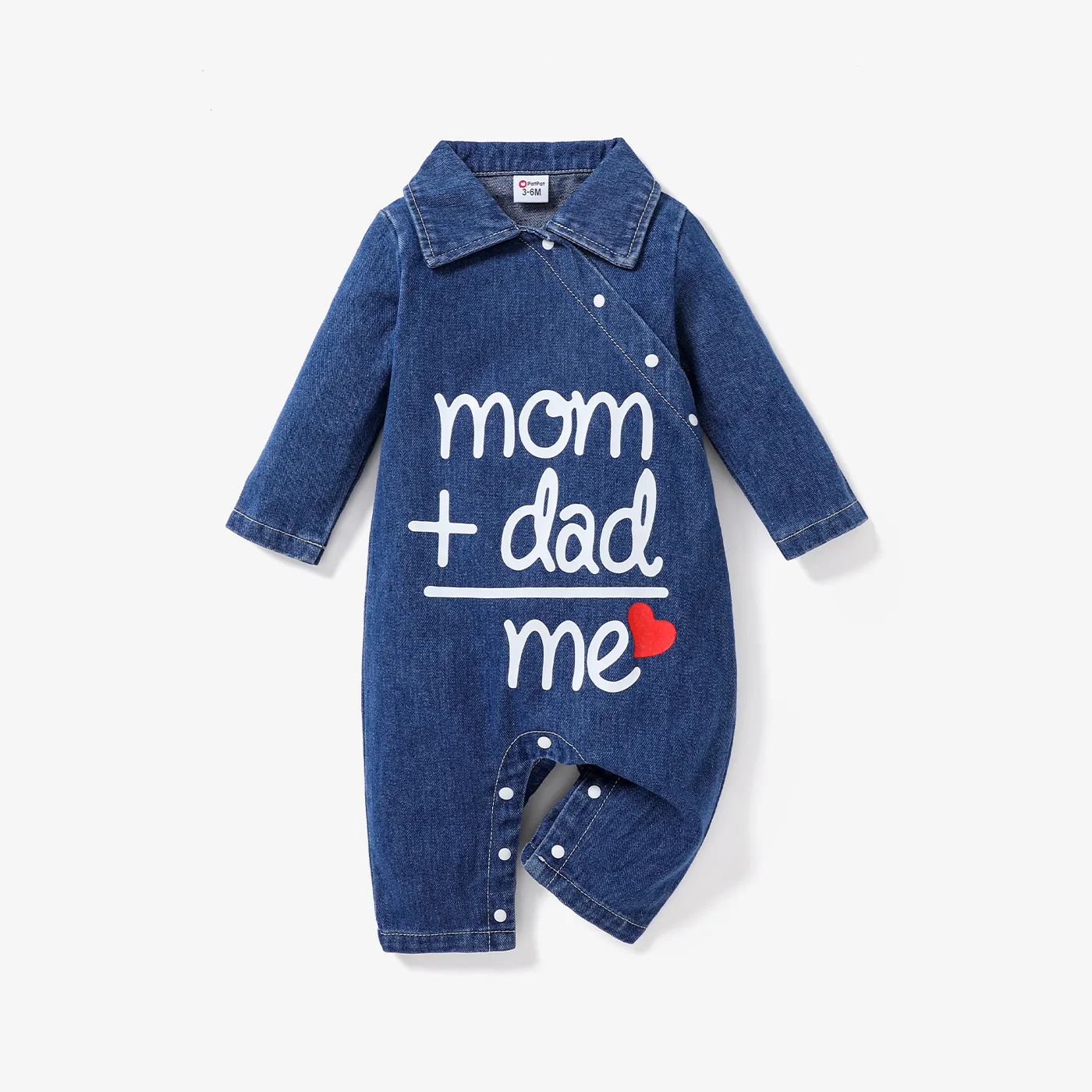 Baby Boy/Girl Childlike Letter Lapel Denim Jumpsuit 
  big image 1