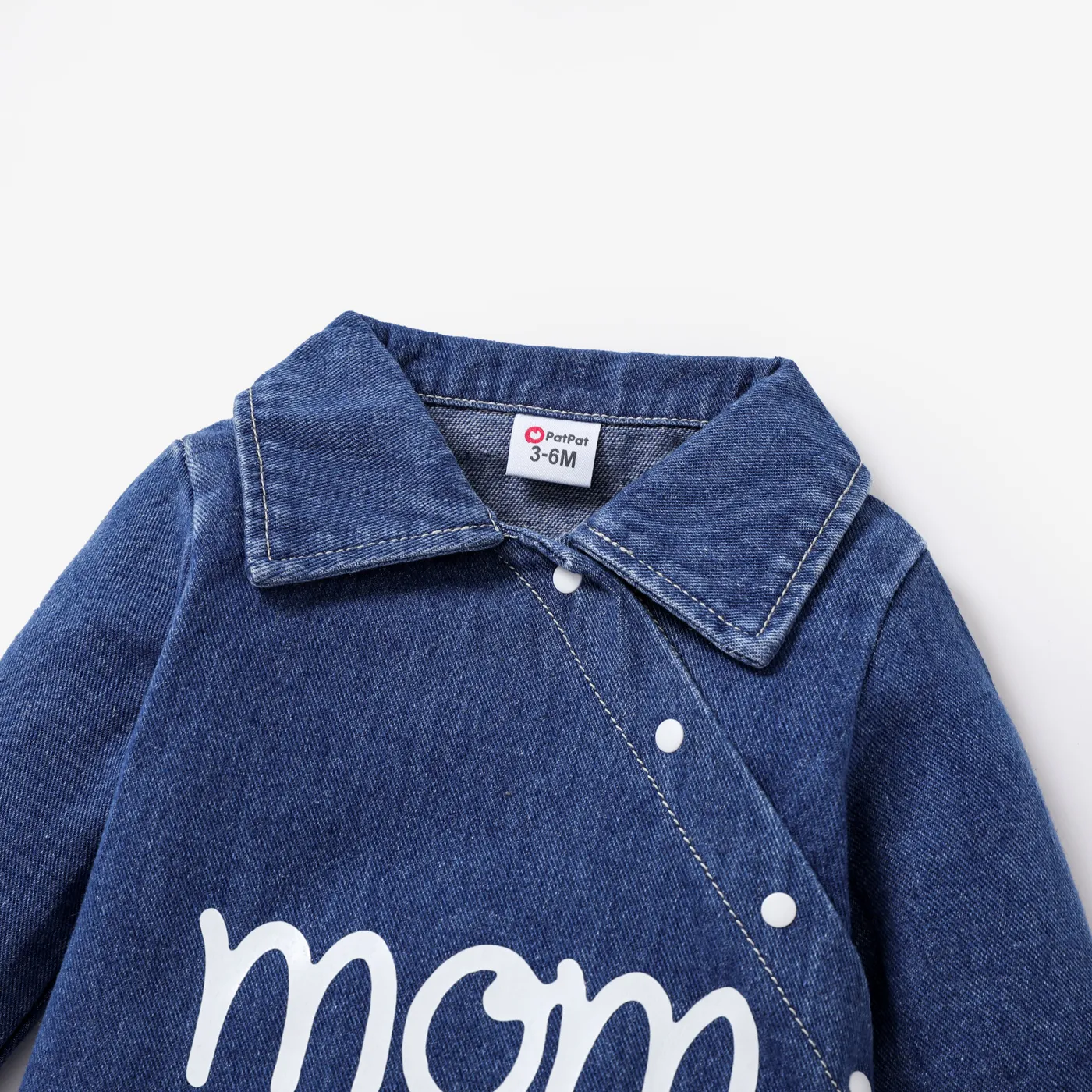 Baby Boy/Girl Childlike Letter Lapel Denim Jumpsuit 
  image 2