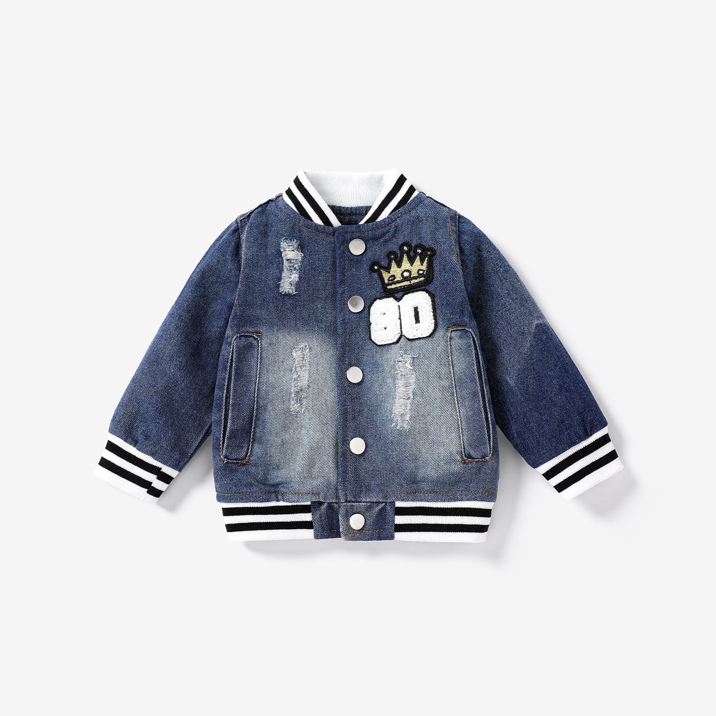 Baby Boy Hole Design Trendy Basic Long Sleeve Denim Jacket