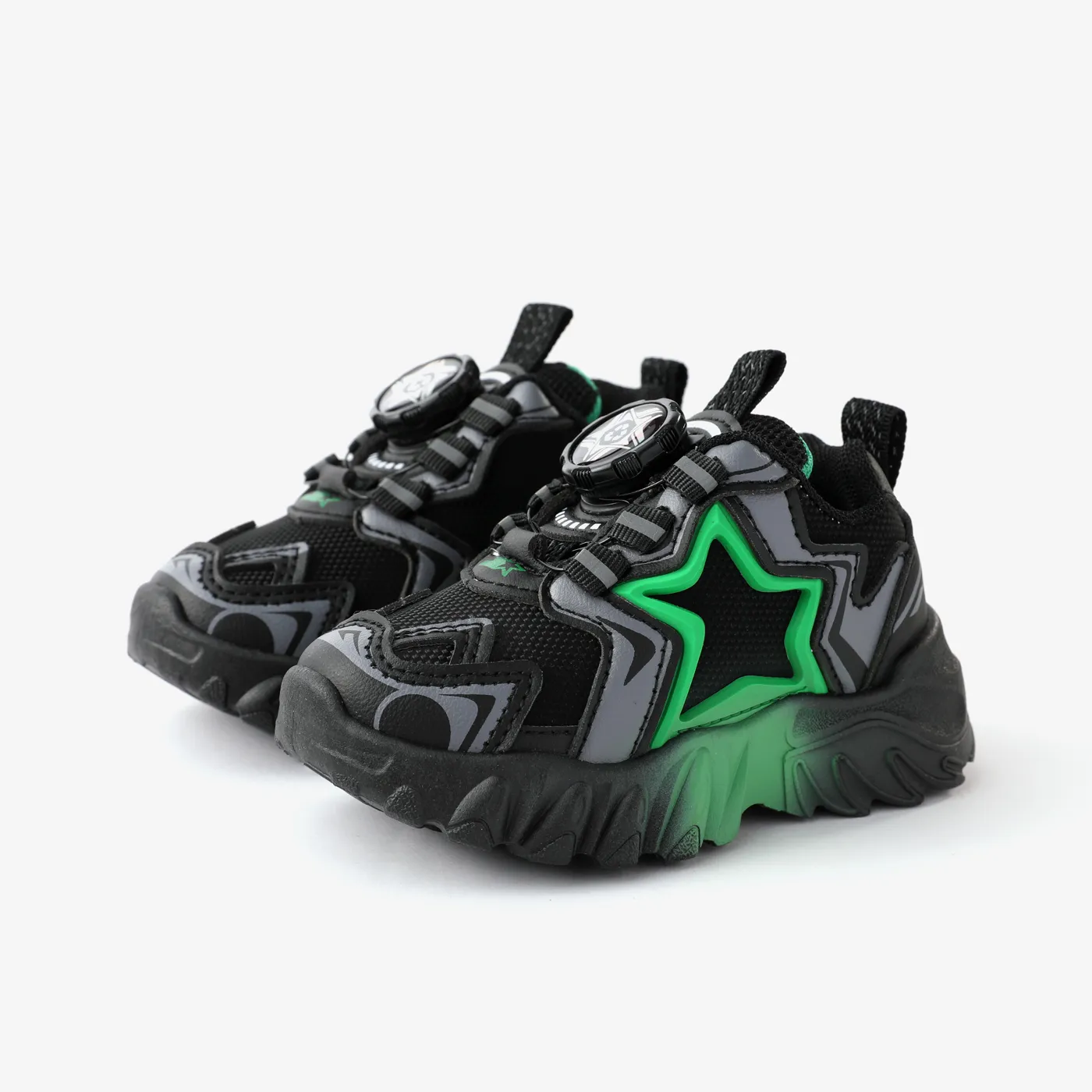 Toddler And Kids  Color-block Star Pattern Rotating Button Sports Shoes