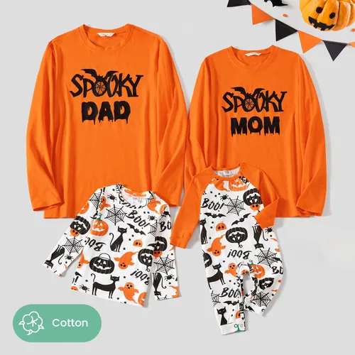 Halloween Family Matching Allover Ghost and Letter Print Long-sleeve Sweatshirts 