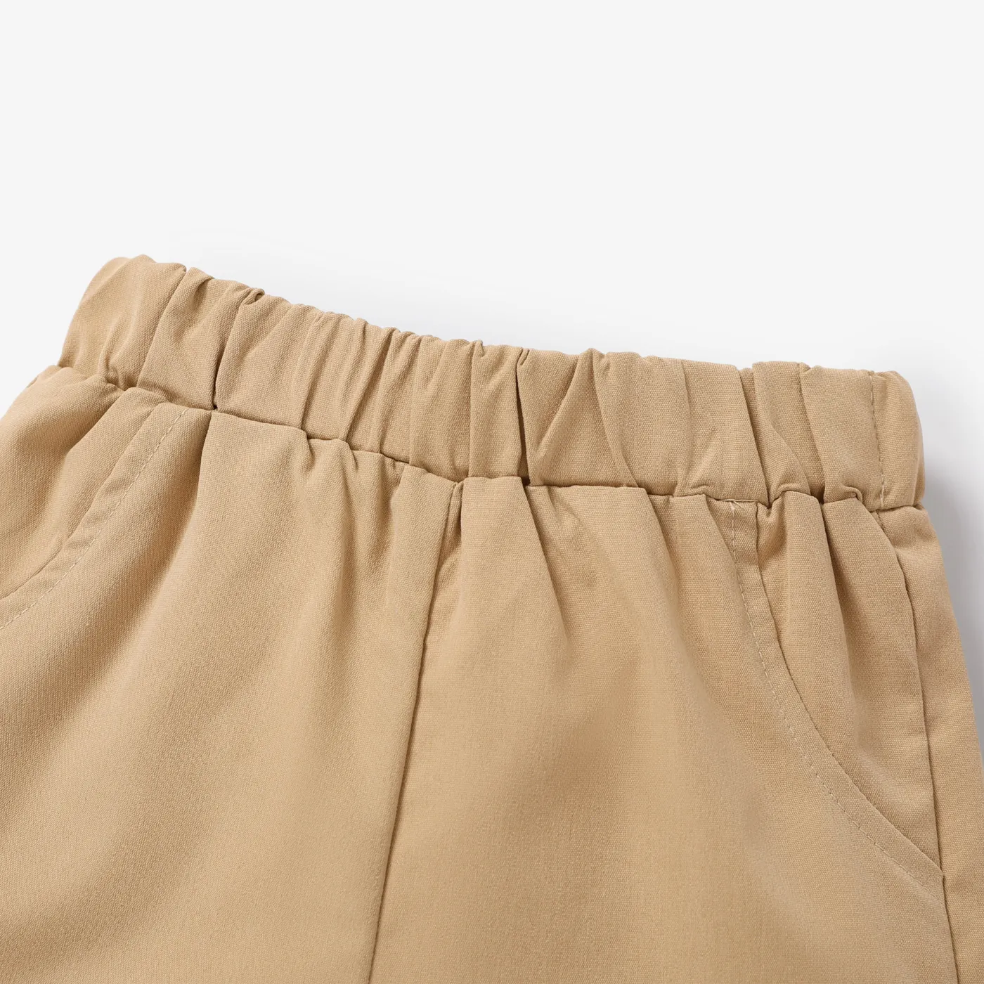 Baby Boy Solid Elasticized Waist Shorts Khaki image 2