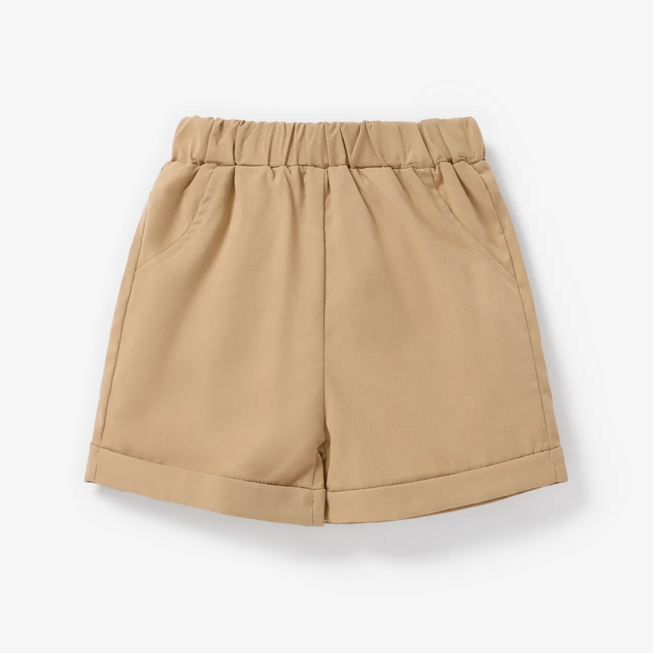 Baby Boy Solid Elasticized Waist Shorts Khaki big image 1