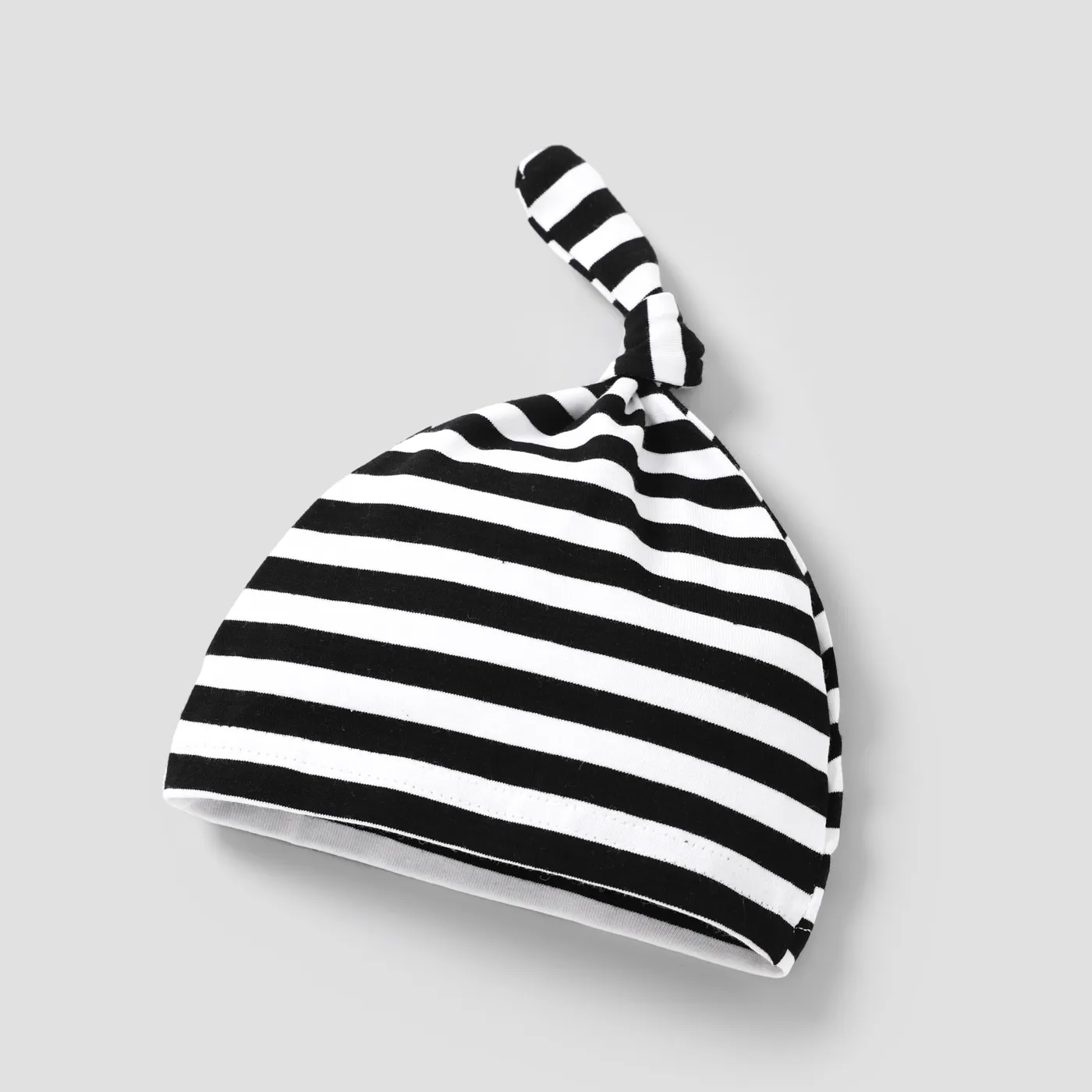 3pcs Baby Boy Letter Graphic Short-sleeve Romper and Allover Cactus Print Pants & Striped Hat Set Black image 5