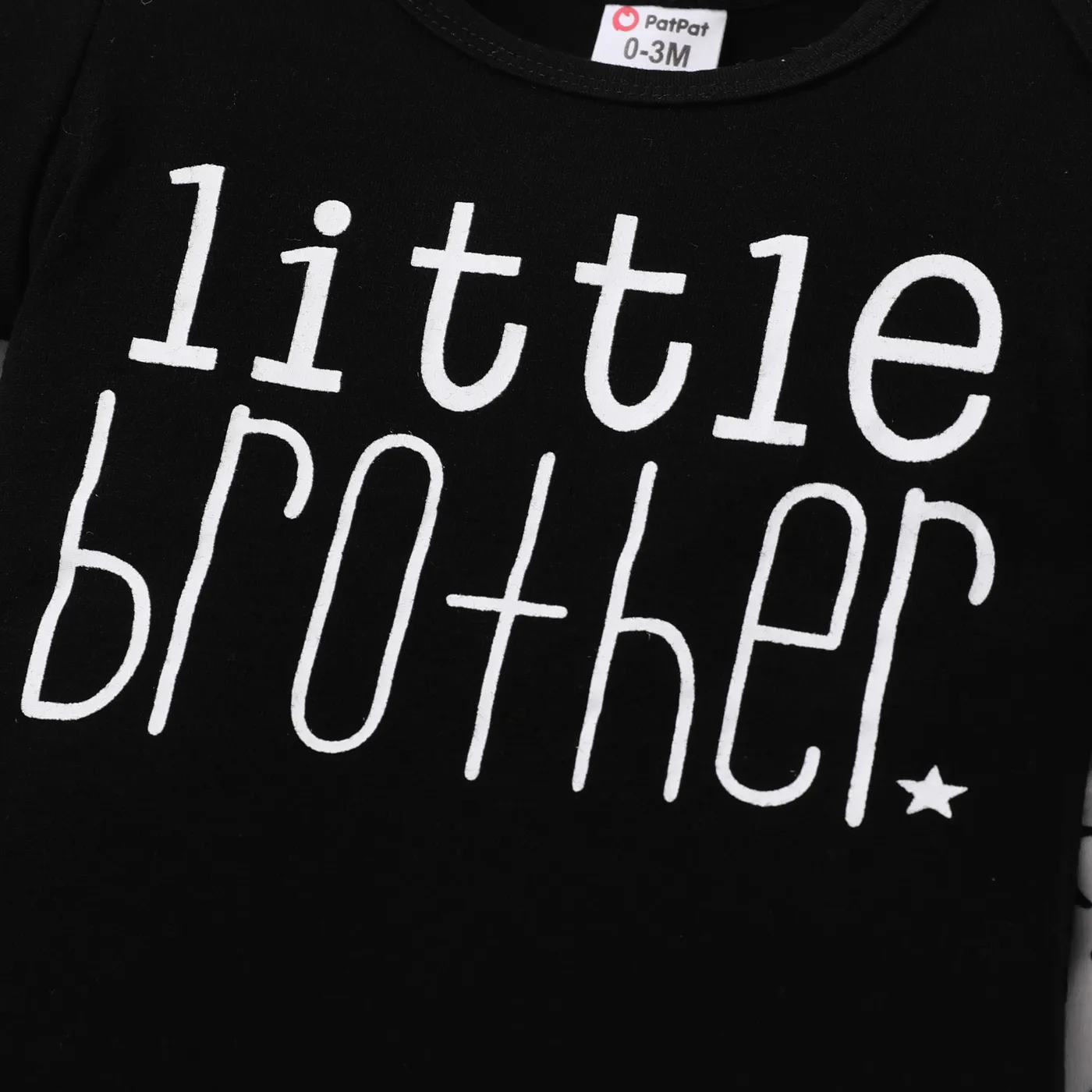 3pcs Baby Boy Letter Graphic Short-sleeve Romper and Allover Cactus Print Pants & Striped Hat Set Black image 3