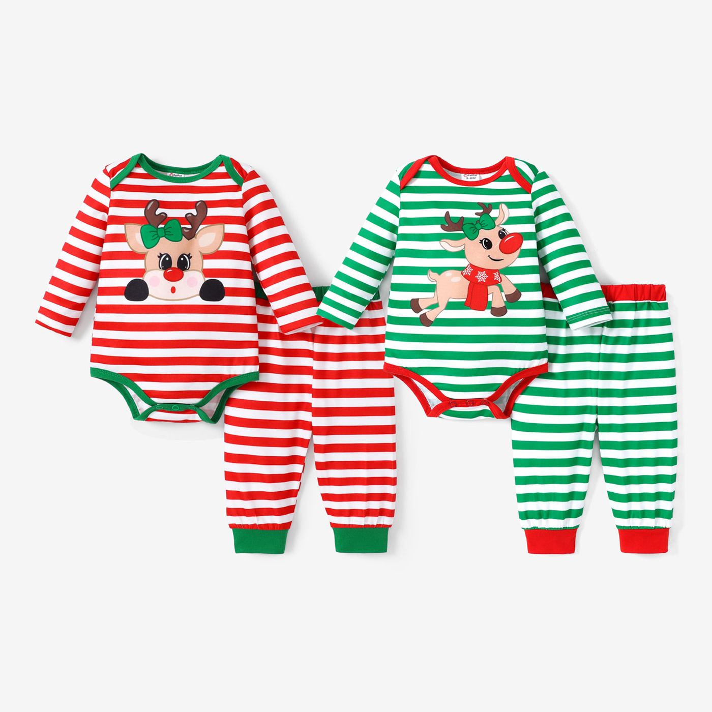 2PCS Baby  Girl Christmas Childlike Fabric Stitching Set