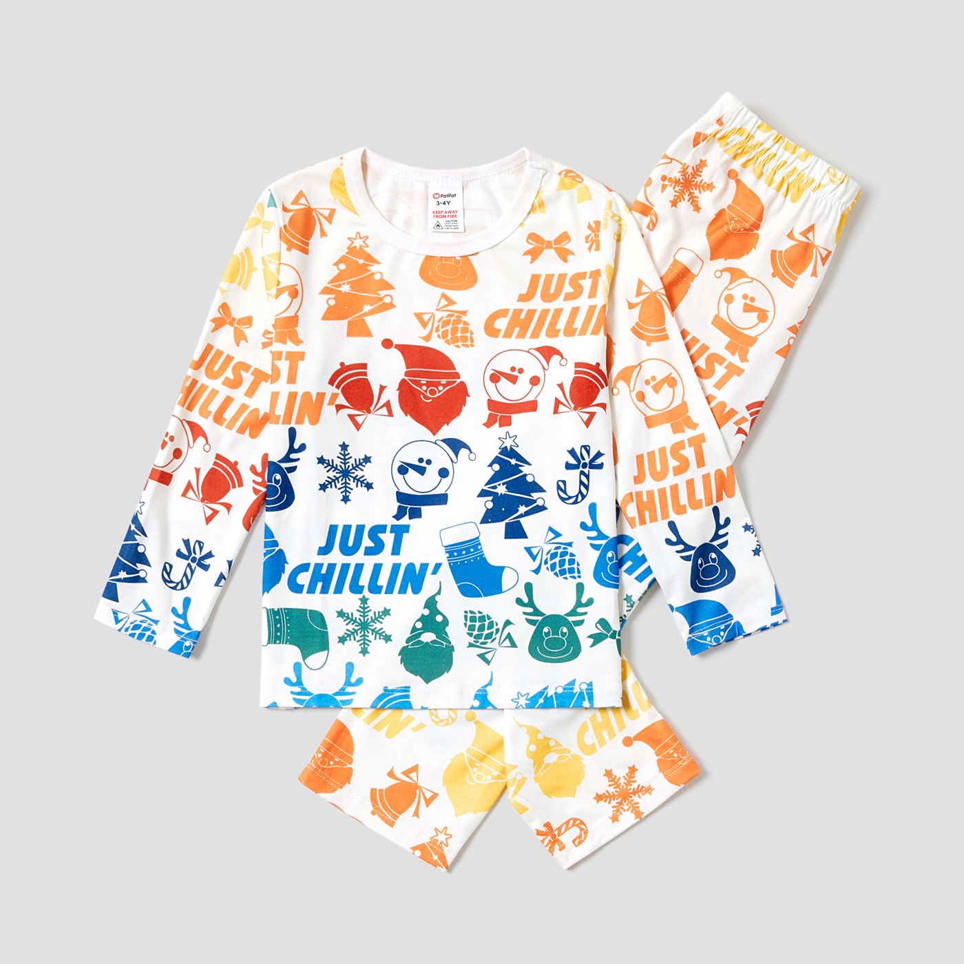 

Christmas Family Matching Colorful Festival Theme All-over Print Long-sleeve Pajamas Sets(Flame resistant)