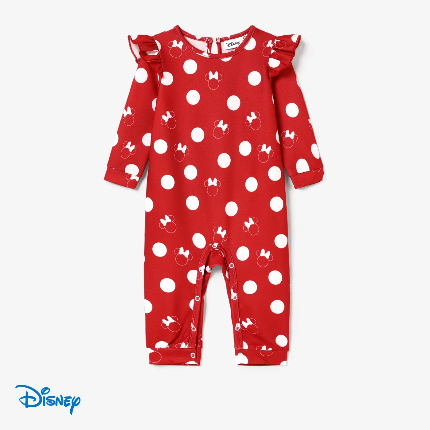 Disney Mickey and Friends بلايزر إطلالة العائلة للجنسين طوق الجولة كم طويل كم فضفاض بكشكشة شخصيات الكريسماس أحمر image 2
