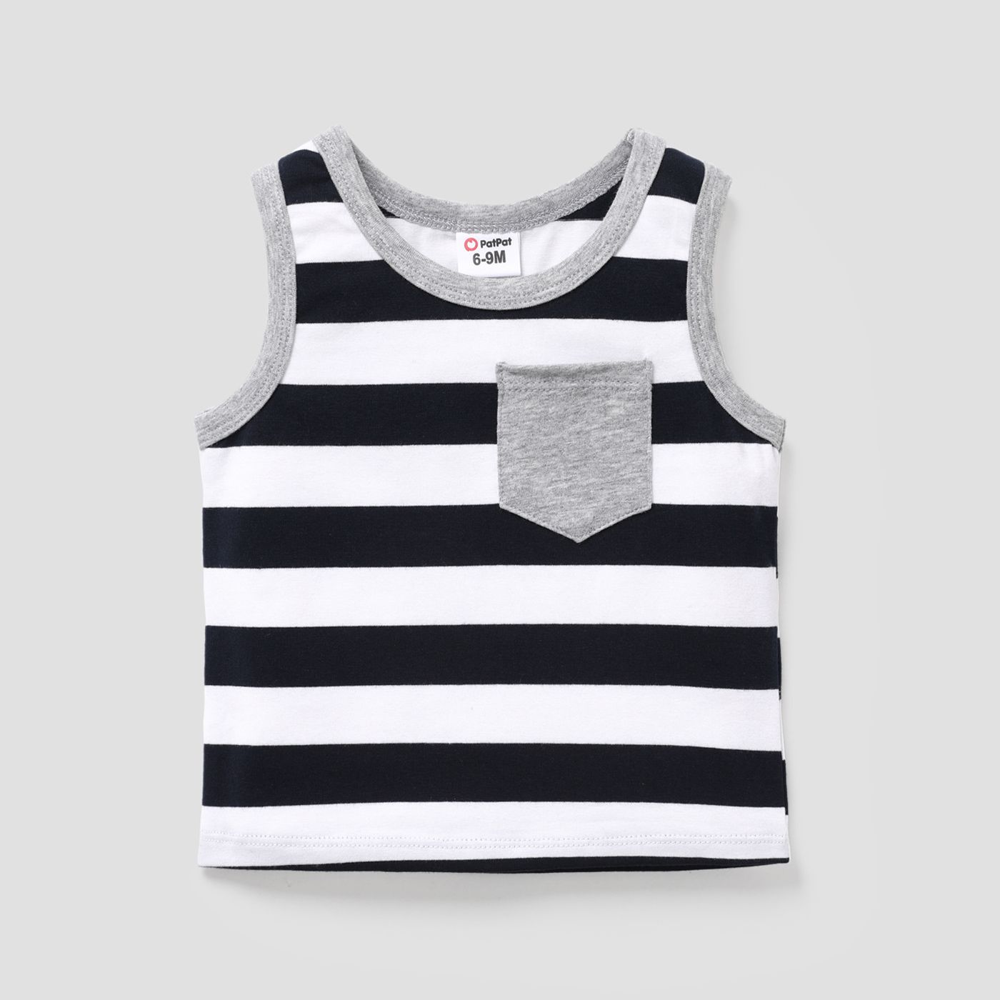 

Baby Boy Stripe/Stars Print Patch Pocket Cotton Tank Top