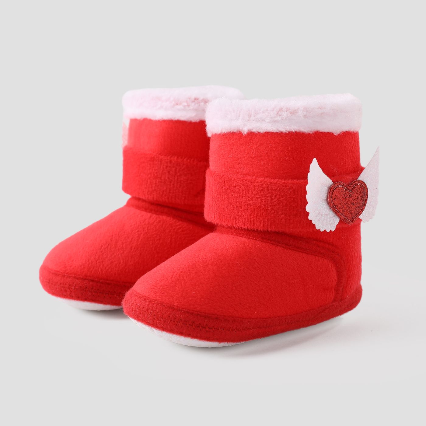 Christmas Baby & Toddler Girl Love&Wing Pattern Fleece Prewalker Shoes