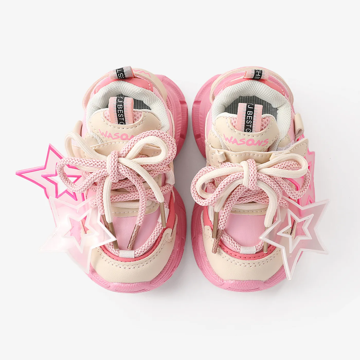 Toddler & Kids Trendy Stars Decor Double Shoelaces Velcro Sport Shoes  image 3