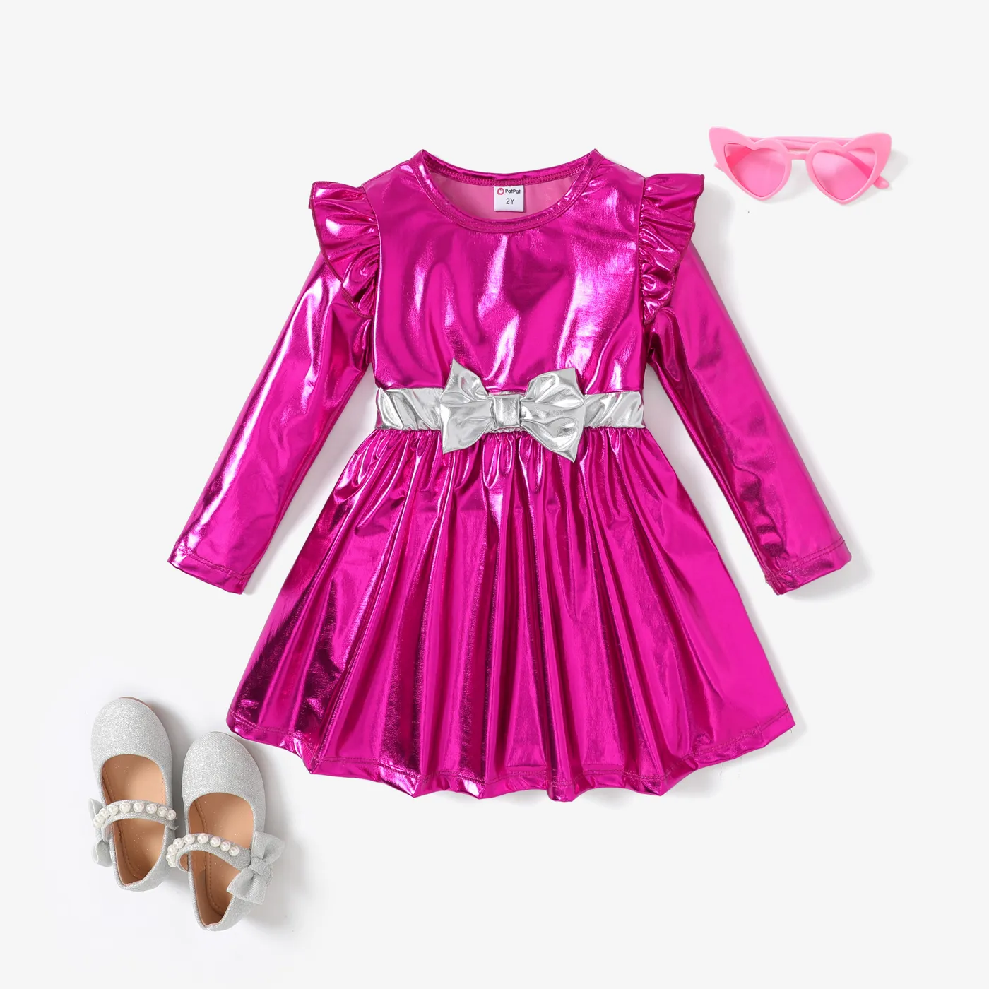 Toddler Girl Sweet Metallic Ruffled Dress