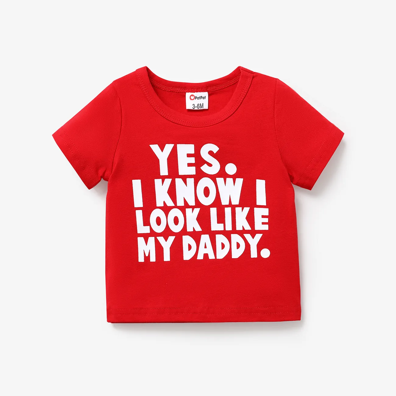 Día del Padre Bebé Unisex Informal Manga corta Camiseta Rojo big image 1