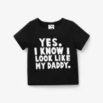 Baby Boy/Girl 95% Cotton Letter Print Short-sleeve Tee Black