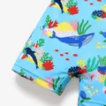 Baby Boy Allover Ocean Animal Print Striped Raglan-sleeve One-piece Swimsuit  image 3