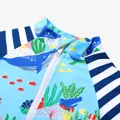 Baby Boy Allover Ocean Animal Print Striped Raglan-sleeve One-piece Swimsuit  image 2