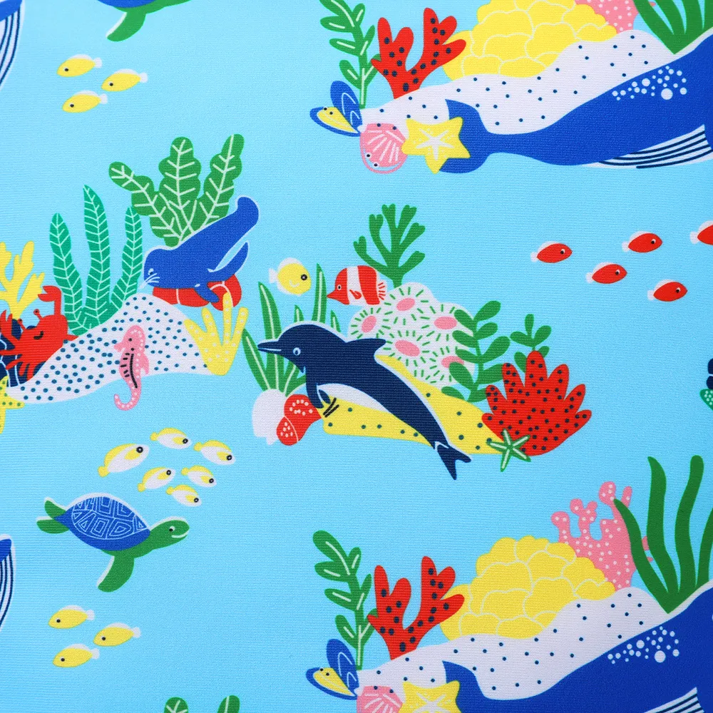 Baby Boy Allover Ocean Animal Print Striped Raglan-sleeve One-piece Swimsuit  big image 4