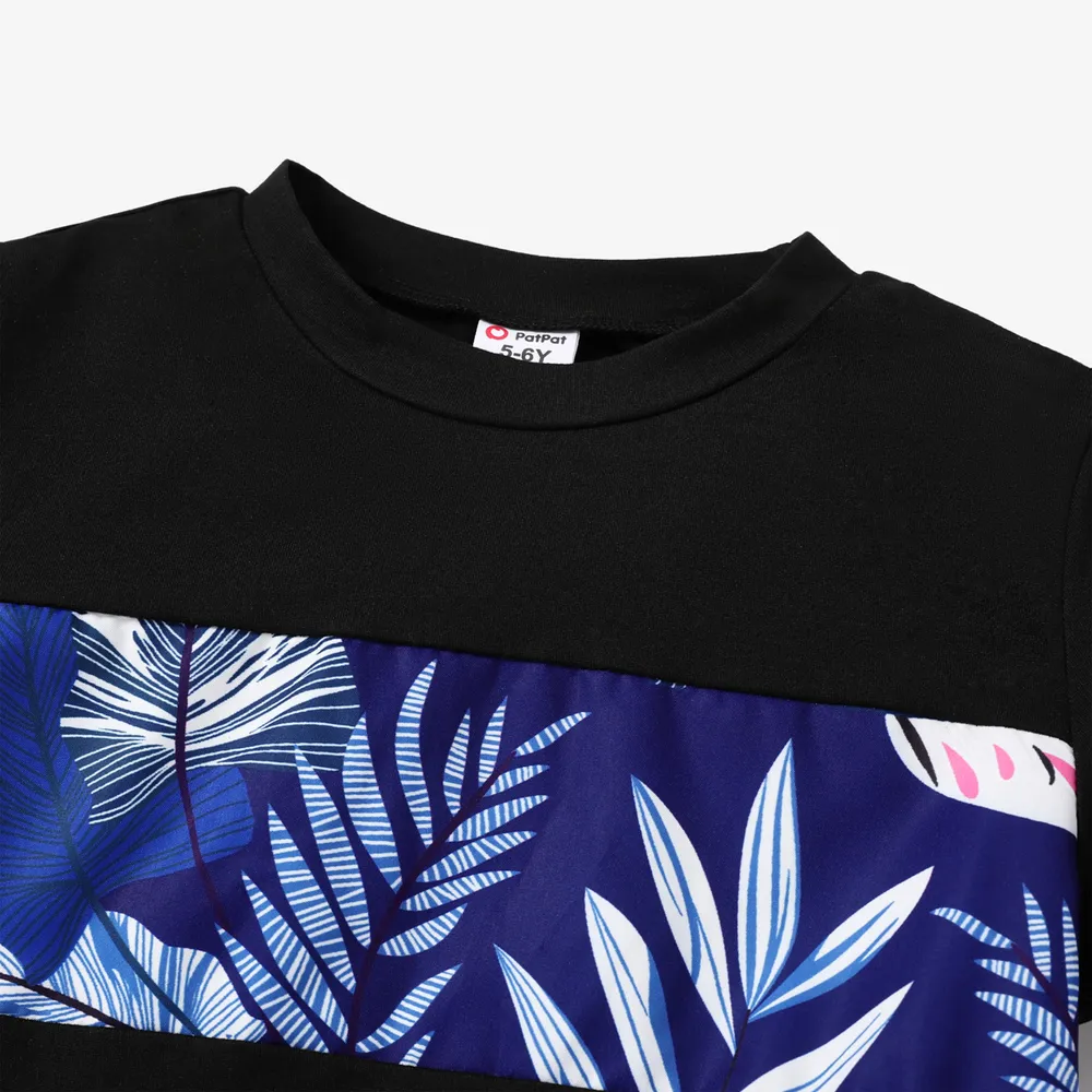 2pcs Kid Boy Tropical Plant Print Short-sleeve Tee and Shorts Set big image 3