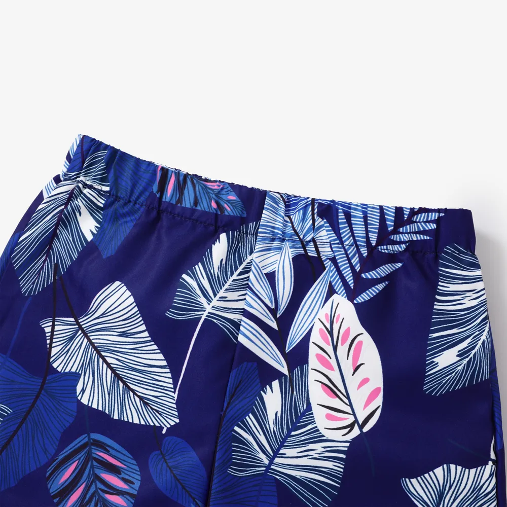 2pcs Kid Boy Tropical Plant Print Short-sleeve Tee and Shorts Set  big image 4
