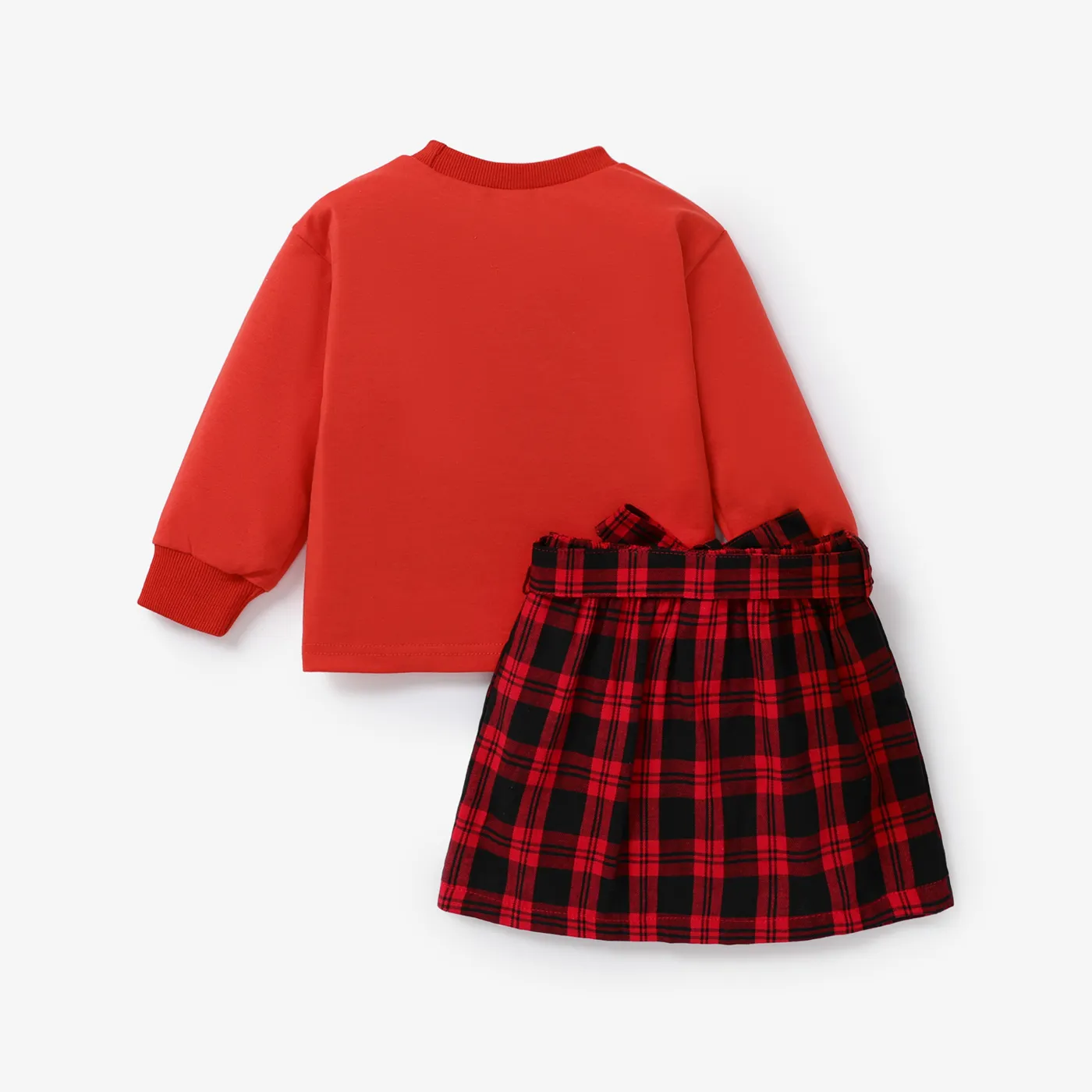 2PCS Toddler Girl Christmas Hyper-Tactile Grid Top/Dress Set  image 2