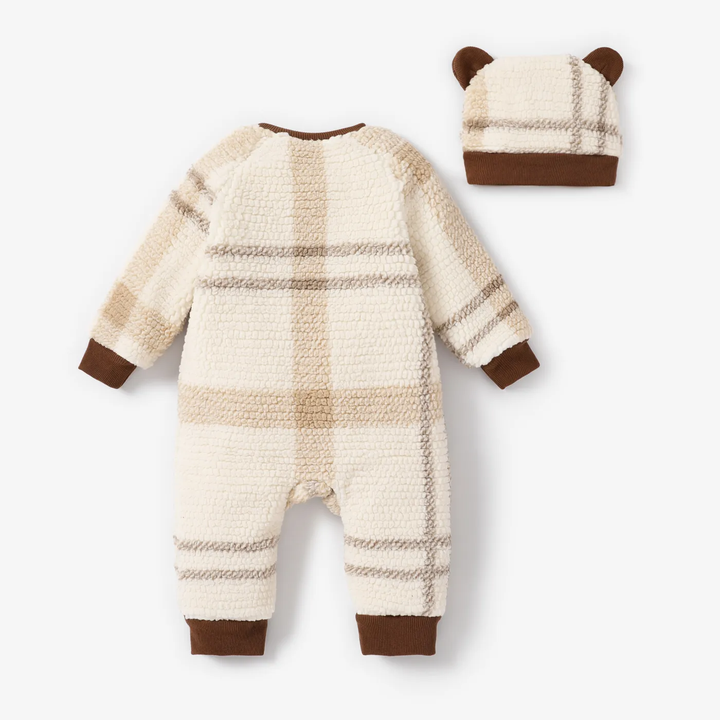 2pcs Baby Girl/Boy Grid Casual Style Long Sleeve Jumpsuit  image 3