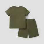 2Pcs Kid Boy Letter Splice Two Tone Short-sleeve Tee and Shorts Set  image 2