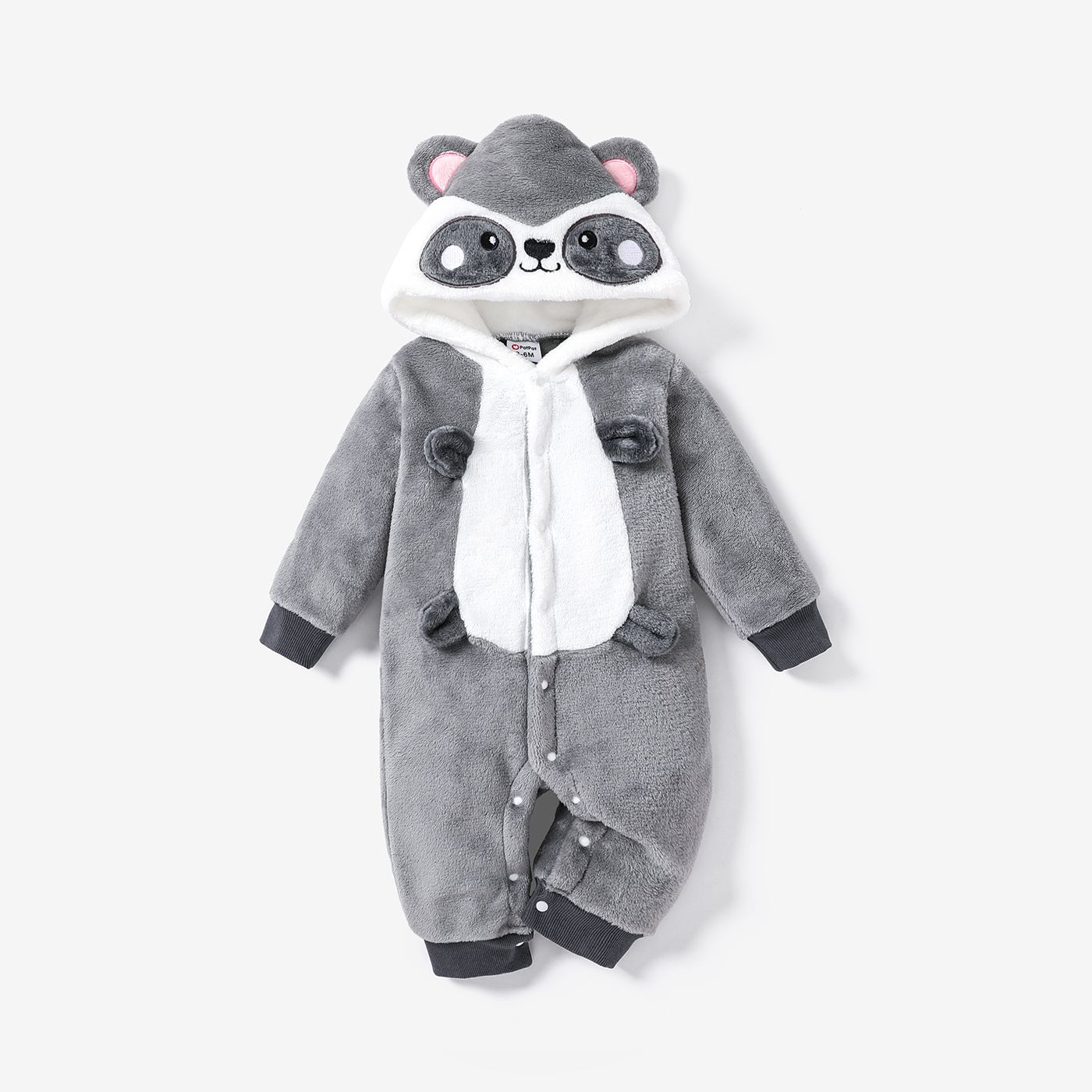 Baby Boy / Girl Childlike Animal Pattern Hooded Loose Long Sleeve Jumpsuit