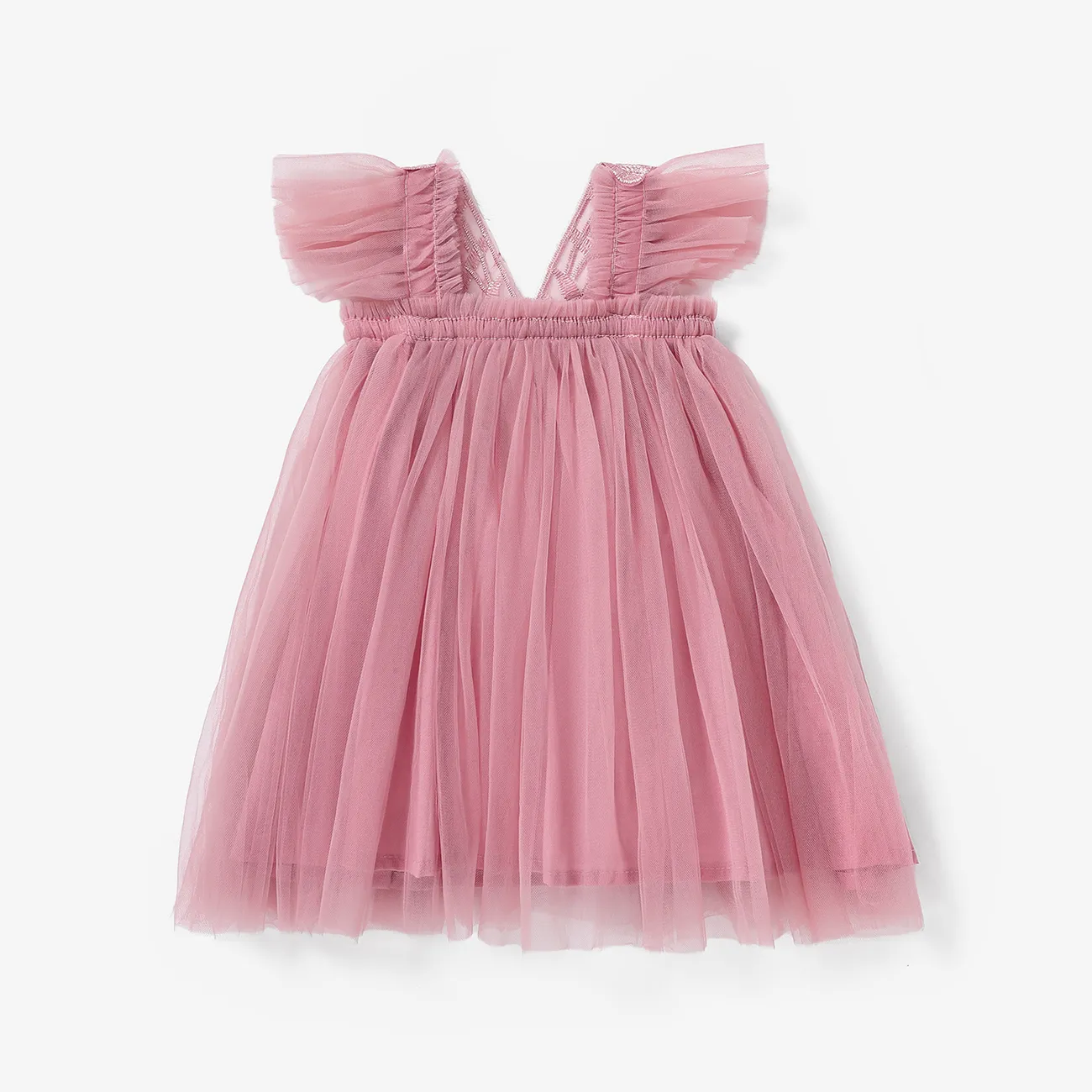 Baby/Kid Girl Sweet Hyper-Tactile 3D Bow Print Dress Rosa big image 1