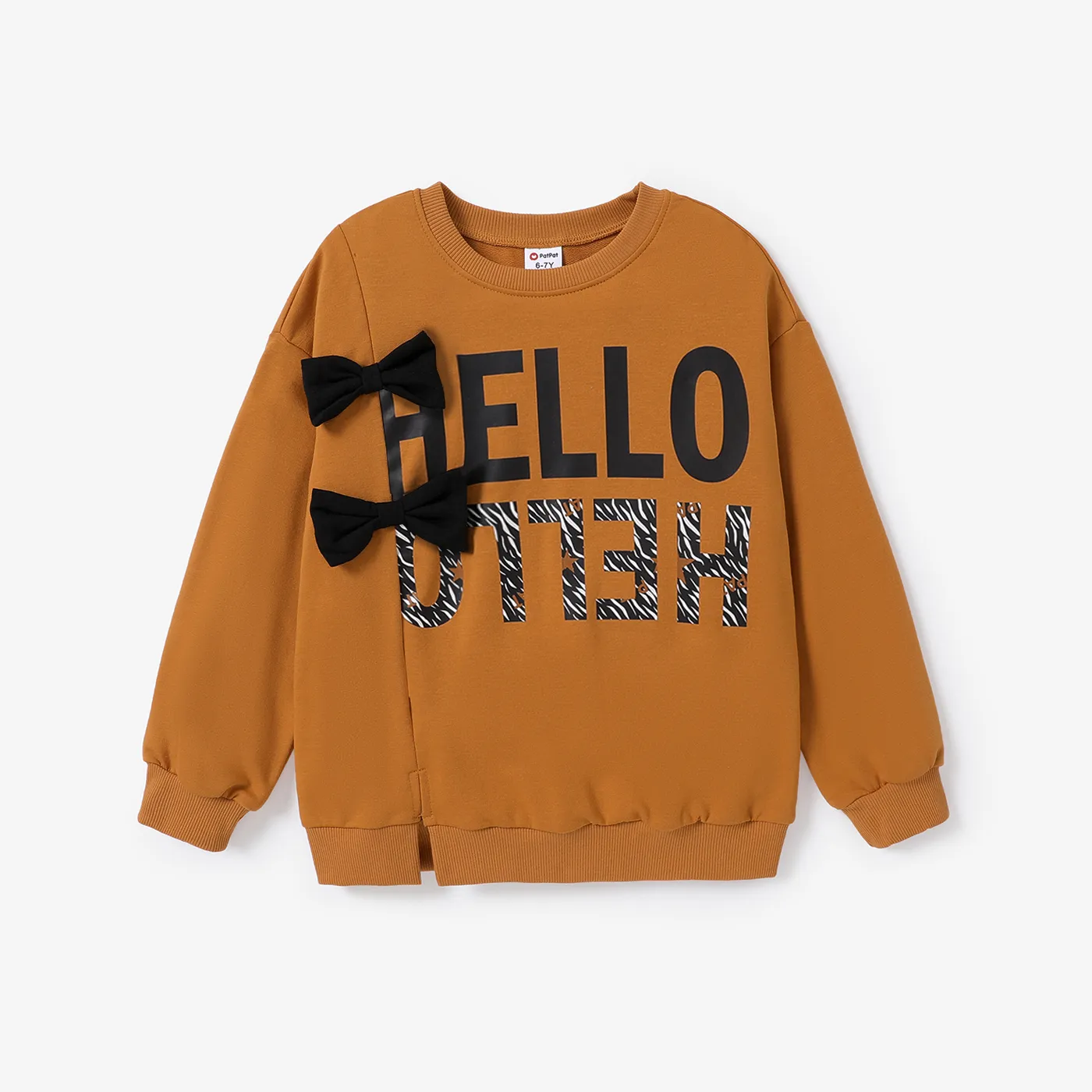  Kid Girl Hyper-Tactile 3D Letter Sweatshirt f Brown big image 1