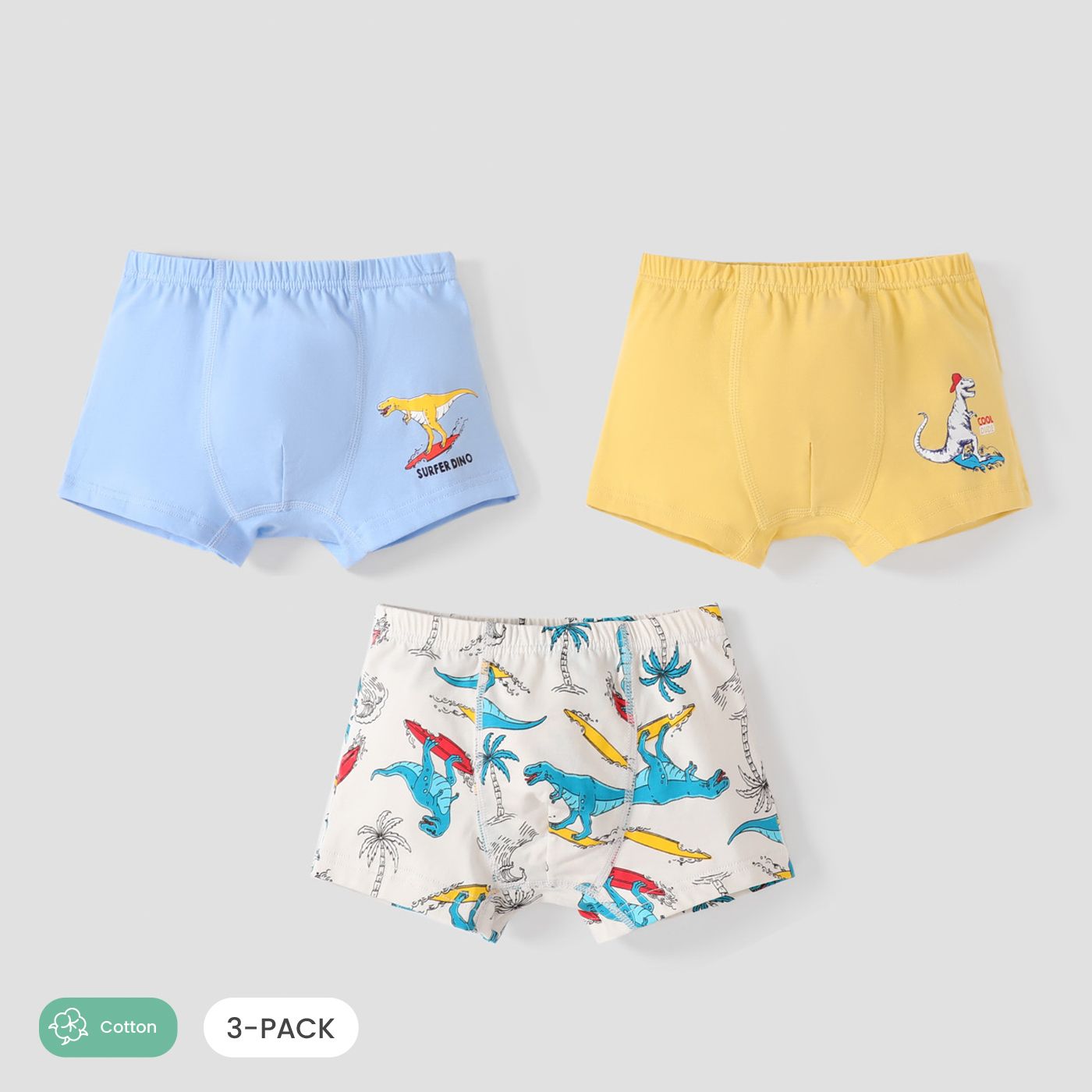 3PCS Boy's Cute Animal Print Design Casual Underwear Set