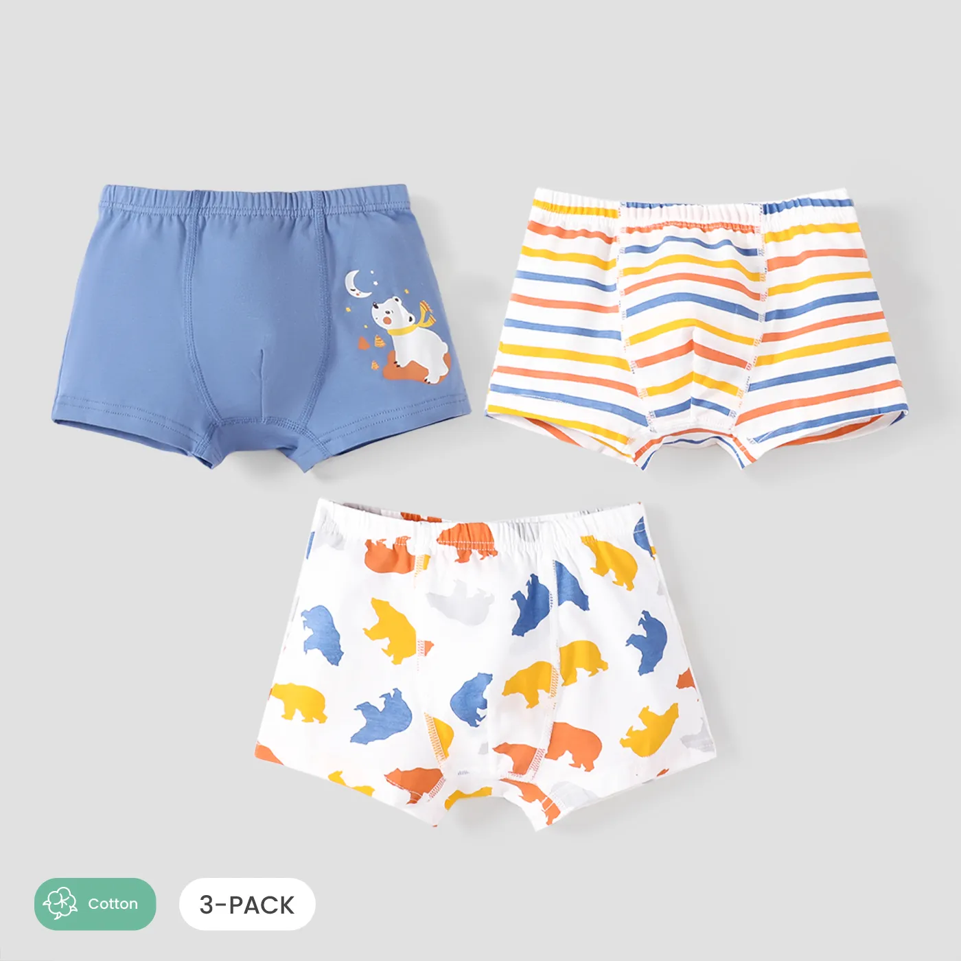 3PCS Boys'  Fashionable Animal Pattern Cotton Underwear Set