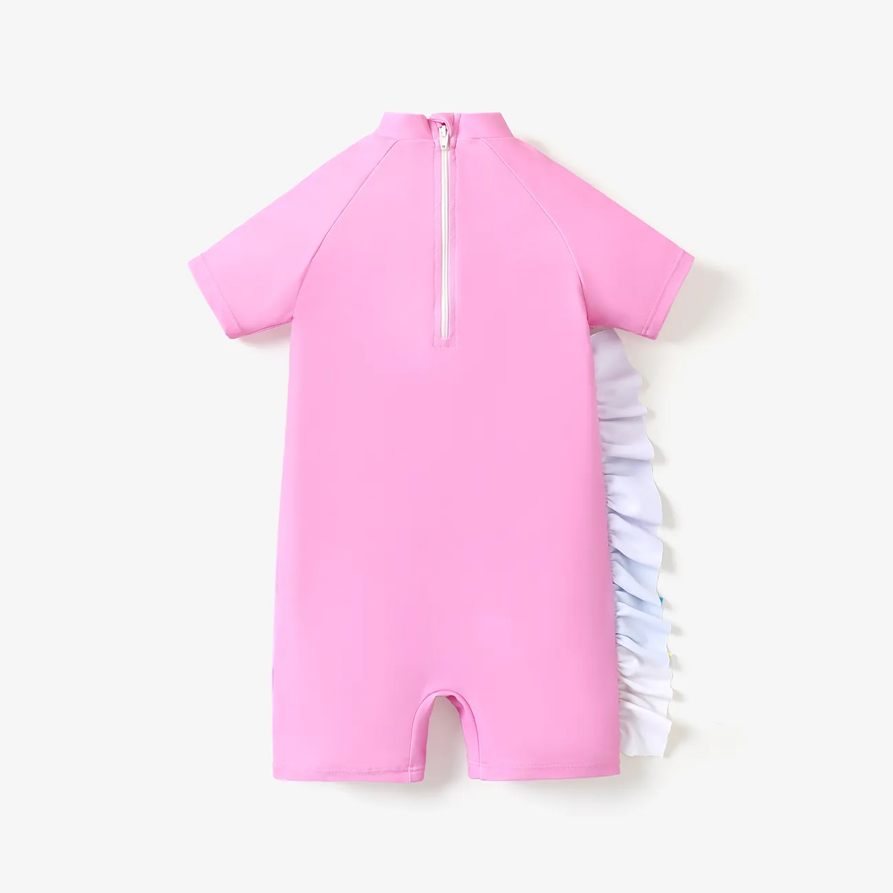 Toddler Girl Playful Ruffled Unicorn Print Onepiece Swimsuit Dark Pink big image 1
