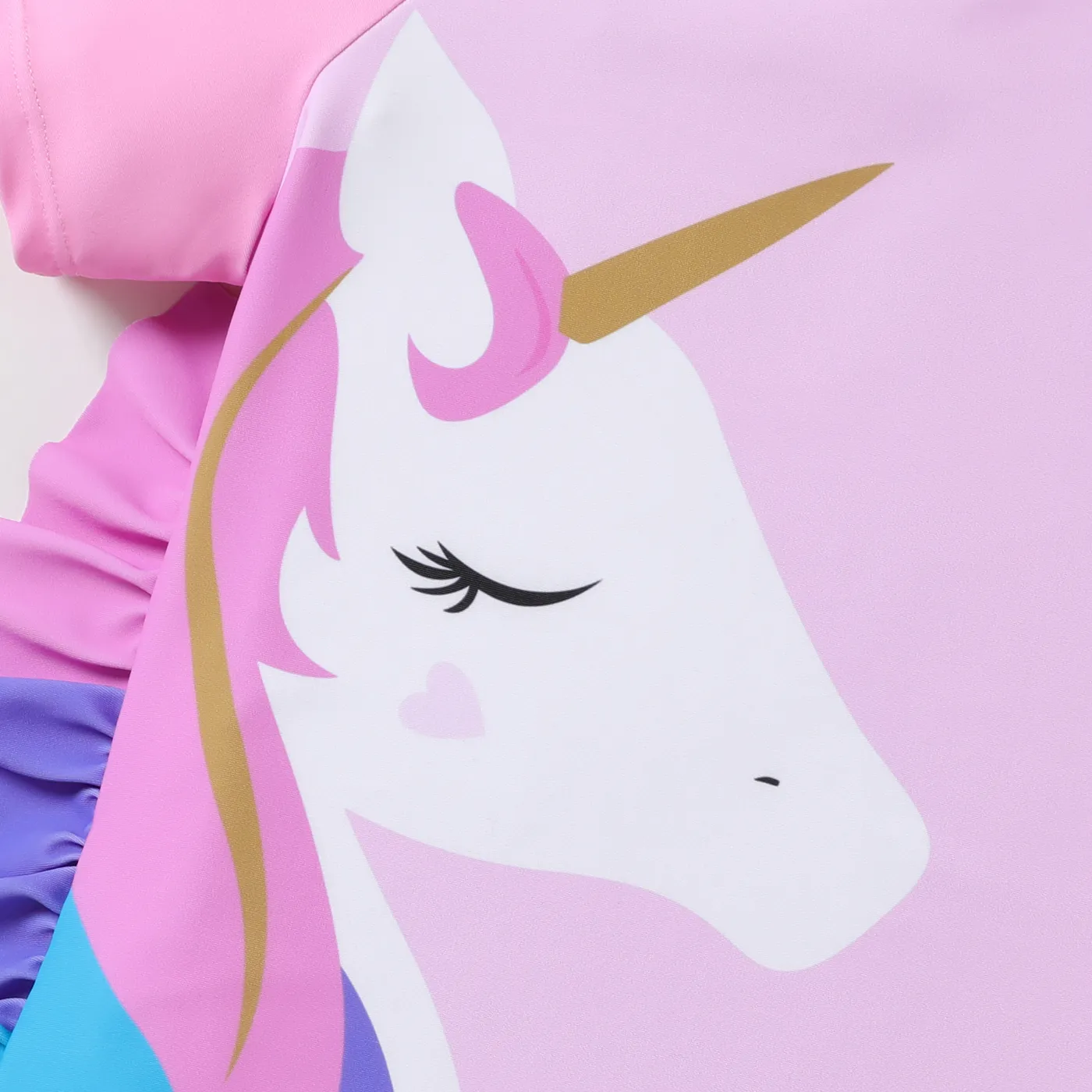 Toddler Girl Playful Ruffled Unicorn Print Onepiece Swimsuit Dark Pink image 2