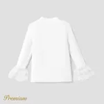 Toddler Girl Elegant Solid Color Long Sleeve Ruffle Tee White image 2