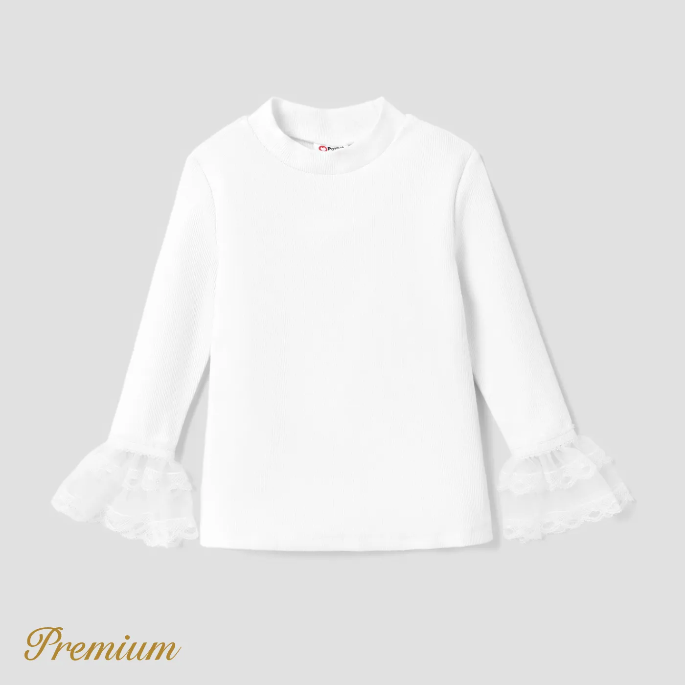 Toddler Girl Elegant Solid Color Long Sleeve Ruffle Tee