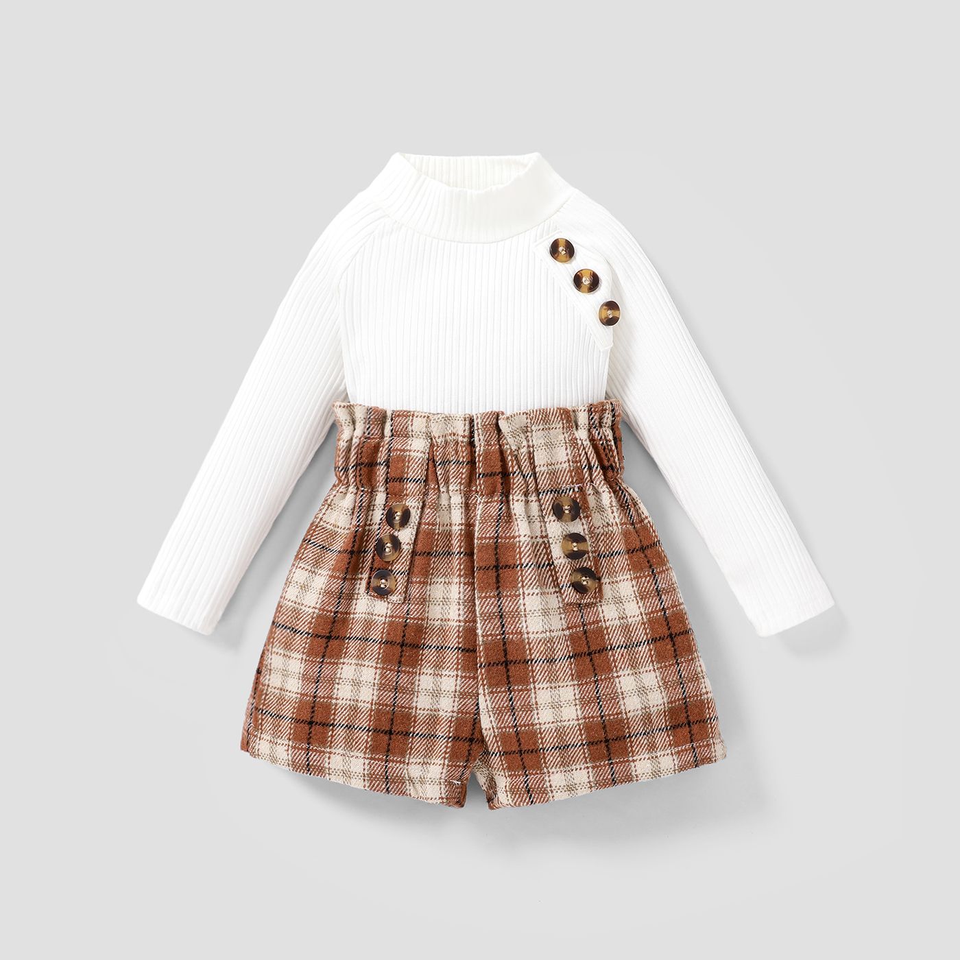 

2pcs Baby Girl Elegant Plaid Long Sleeve Skirt Set