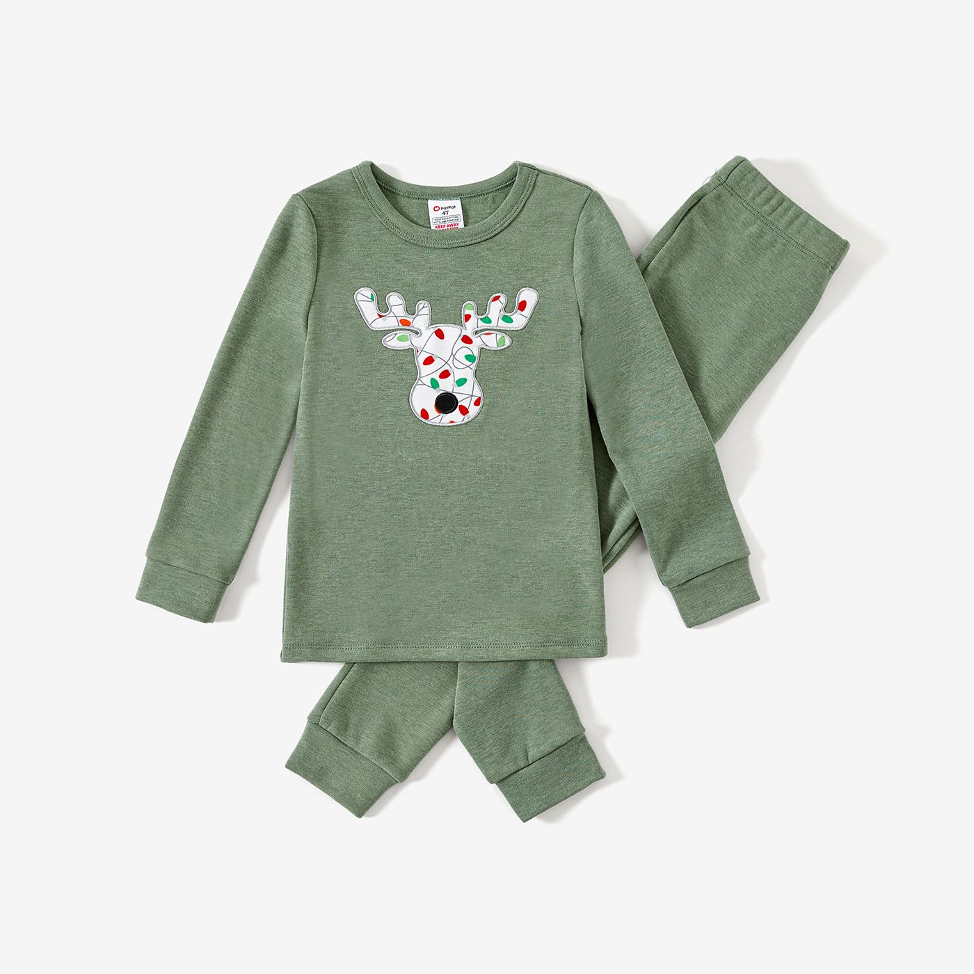 Christmas Family Matching Colorful Reindeer Print Long-sleeve Snug-fitting Pajamas Sets