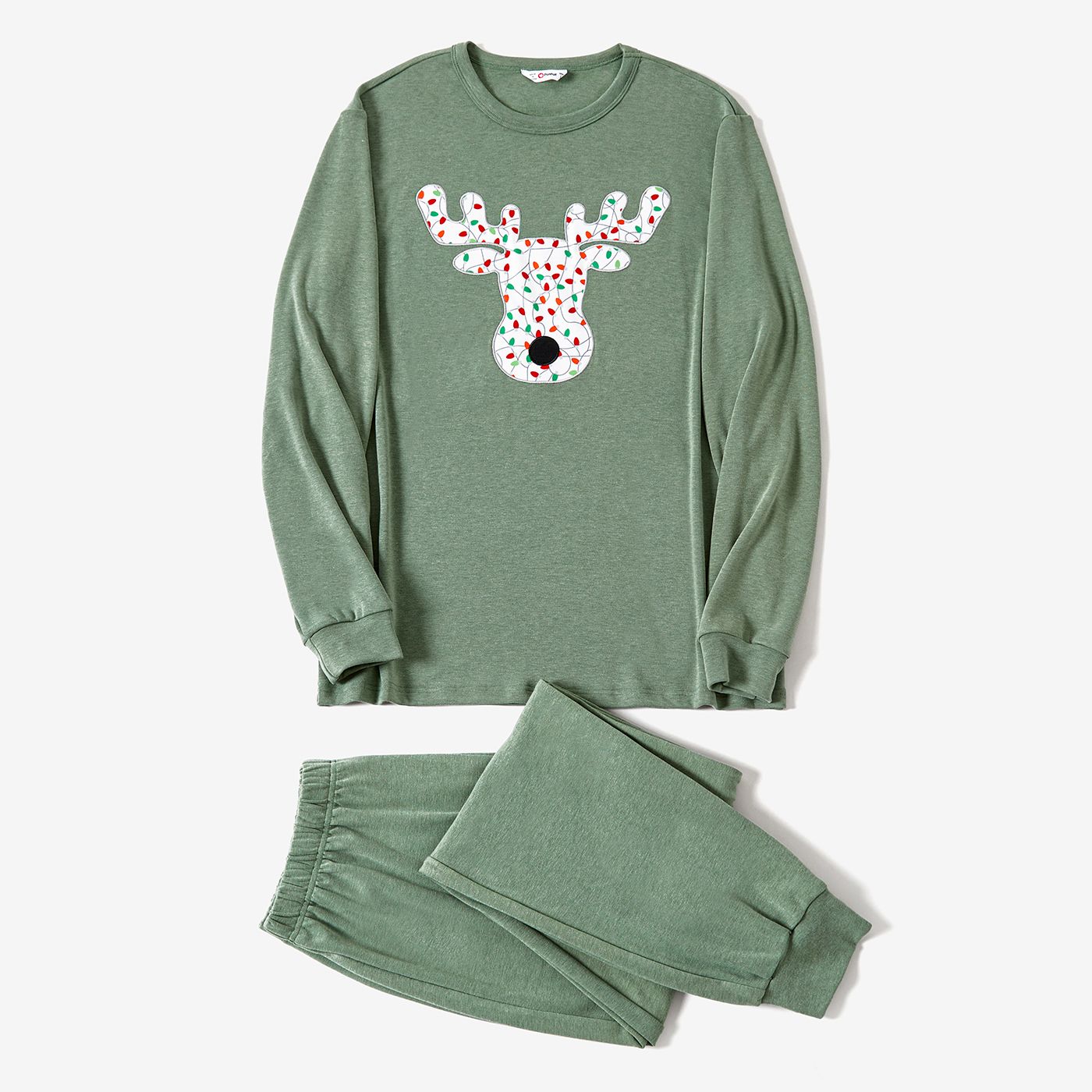 Christmas Family Matching Colorful Reindeer Print Long-sleeve Snug-fitting Pajamas Sets
