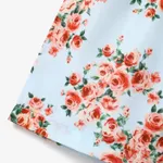 Baby Girl Floral Print Flutter-sleeve Belted Smocked Romper  image 5