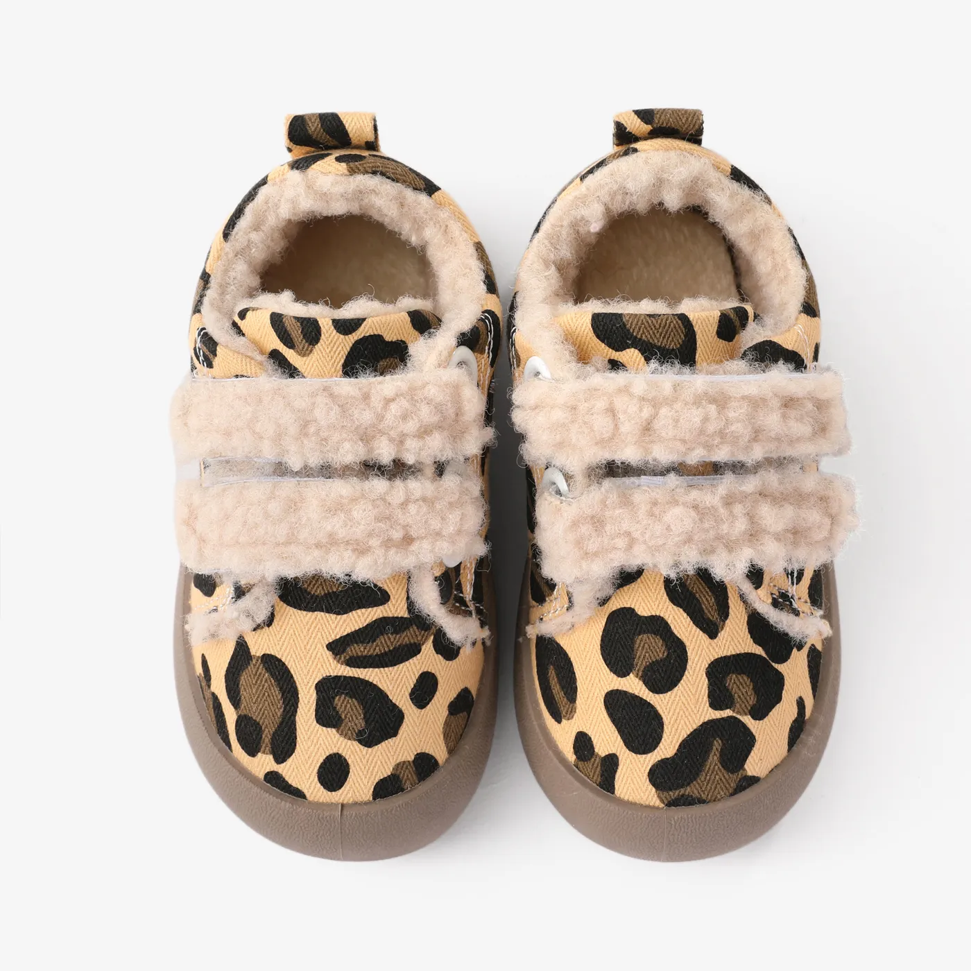 Toddler & Kids Leopard Print Velcro Fleece Casual Shoes Ginger image 3