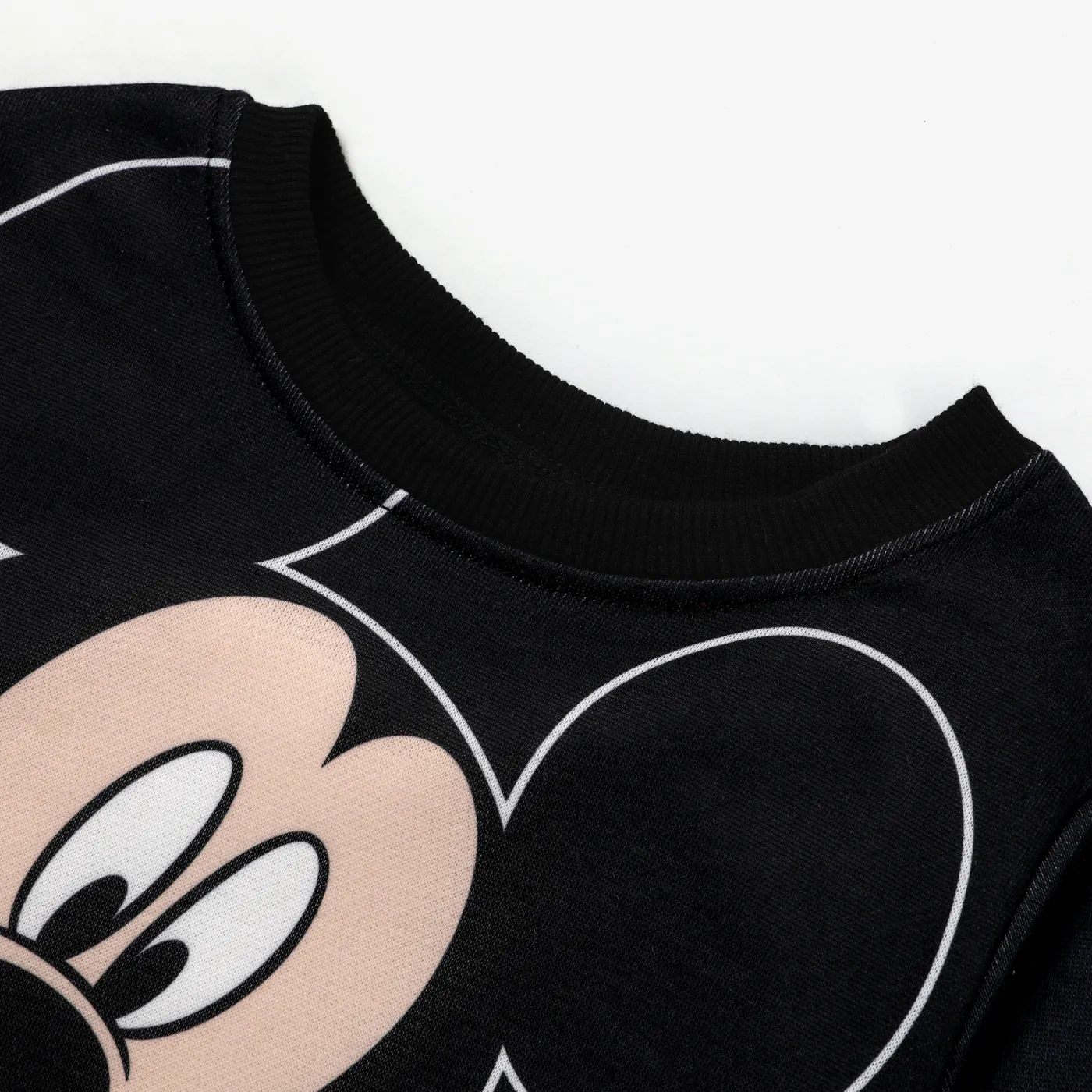 Disney Mickey and Minnie Character Pattern Print Crew Neck Sweatshirt Black image 3