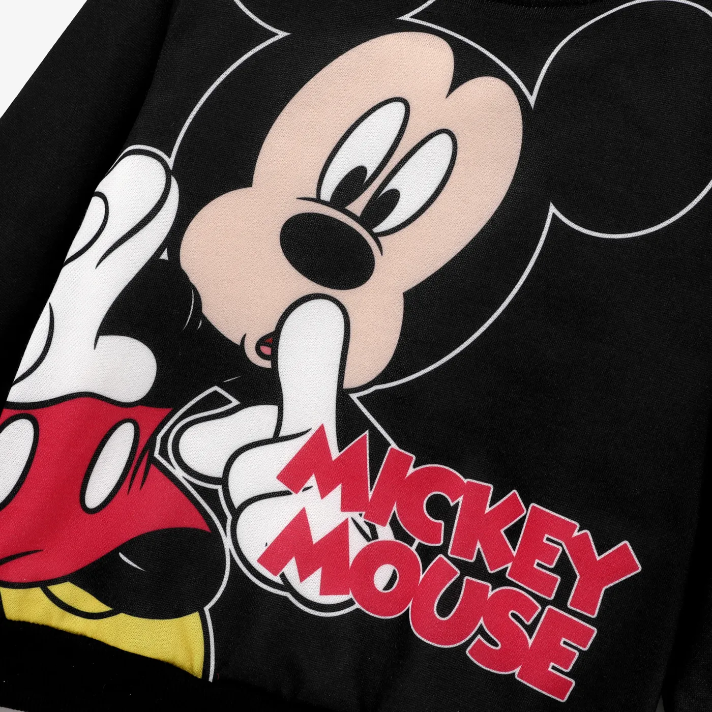 Disney Mickey and Minnie Character Pattern Print Crew Neck Sweatshirt Black image 2
