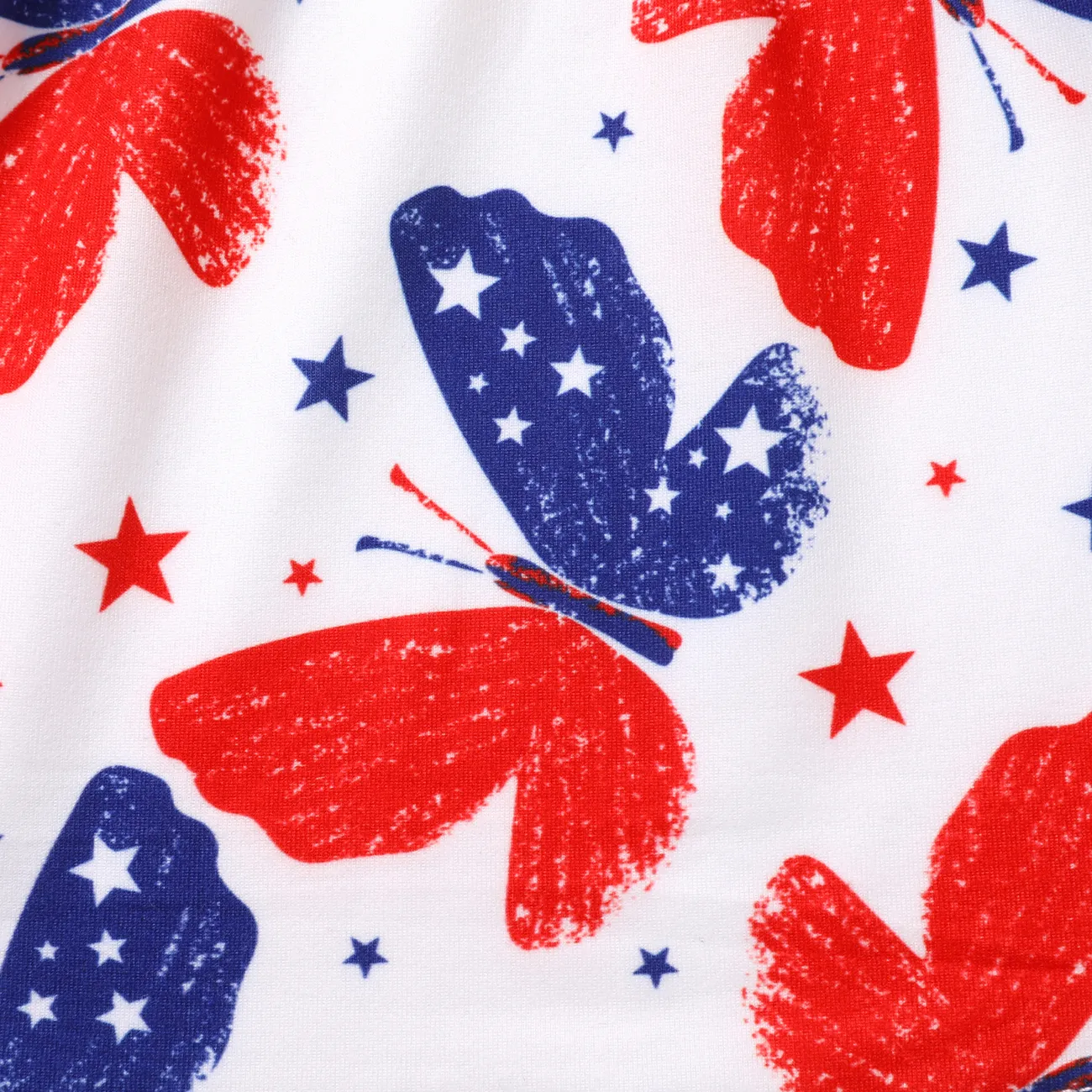 Independence Day Baby Girl Allover Butterfly Print Flutter-sleeve Romper Deep Blue big image 1