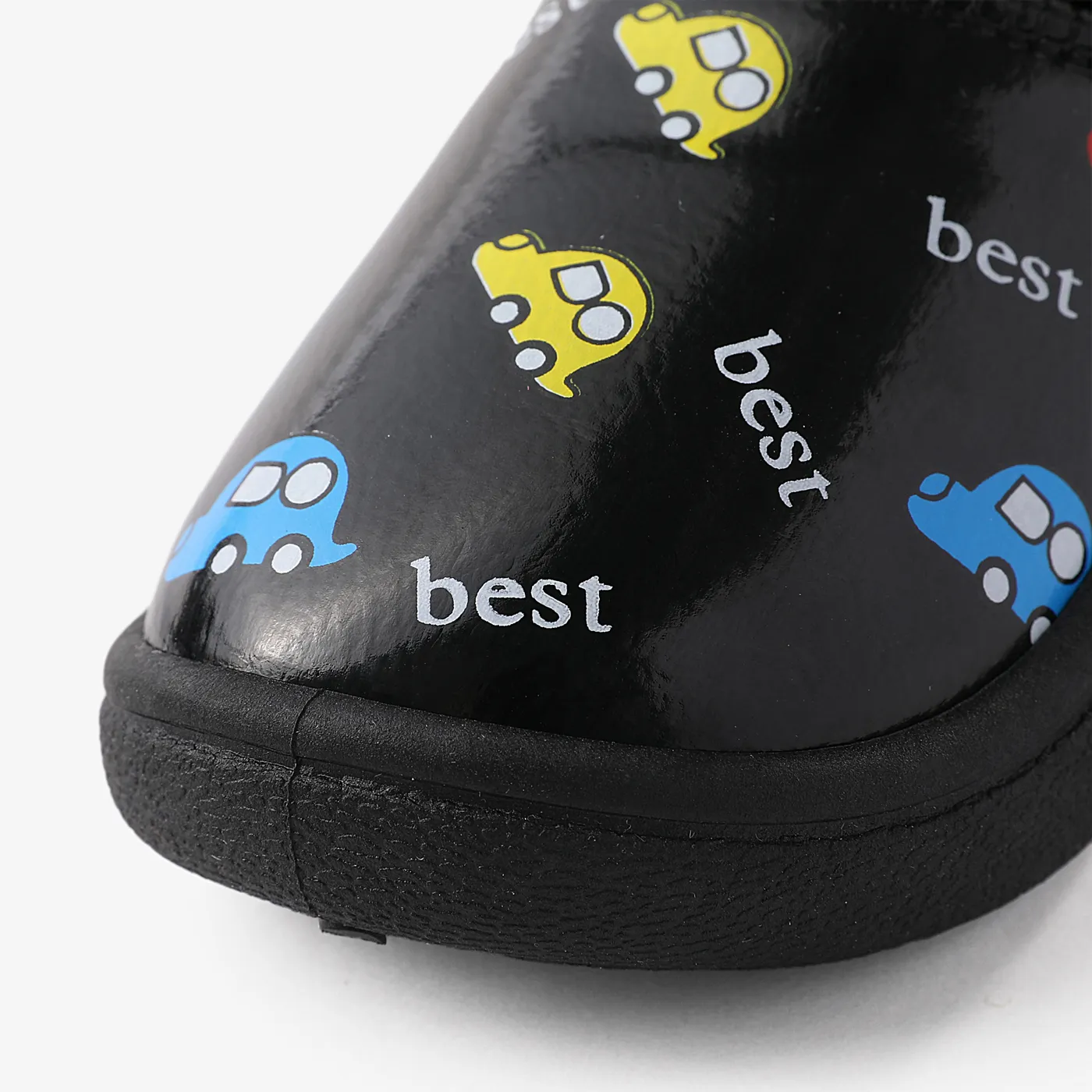 Toddler & Kids Childlike Cartoon Vehicle & Rabbit Print Fleece Snow Boots Black image 4