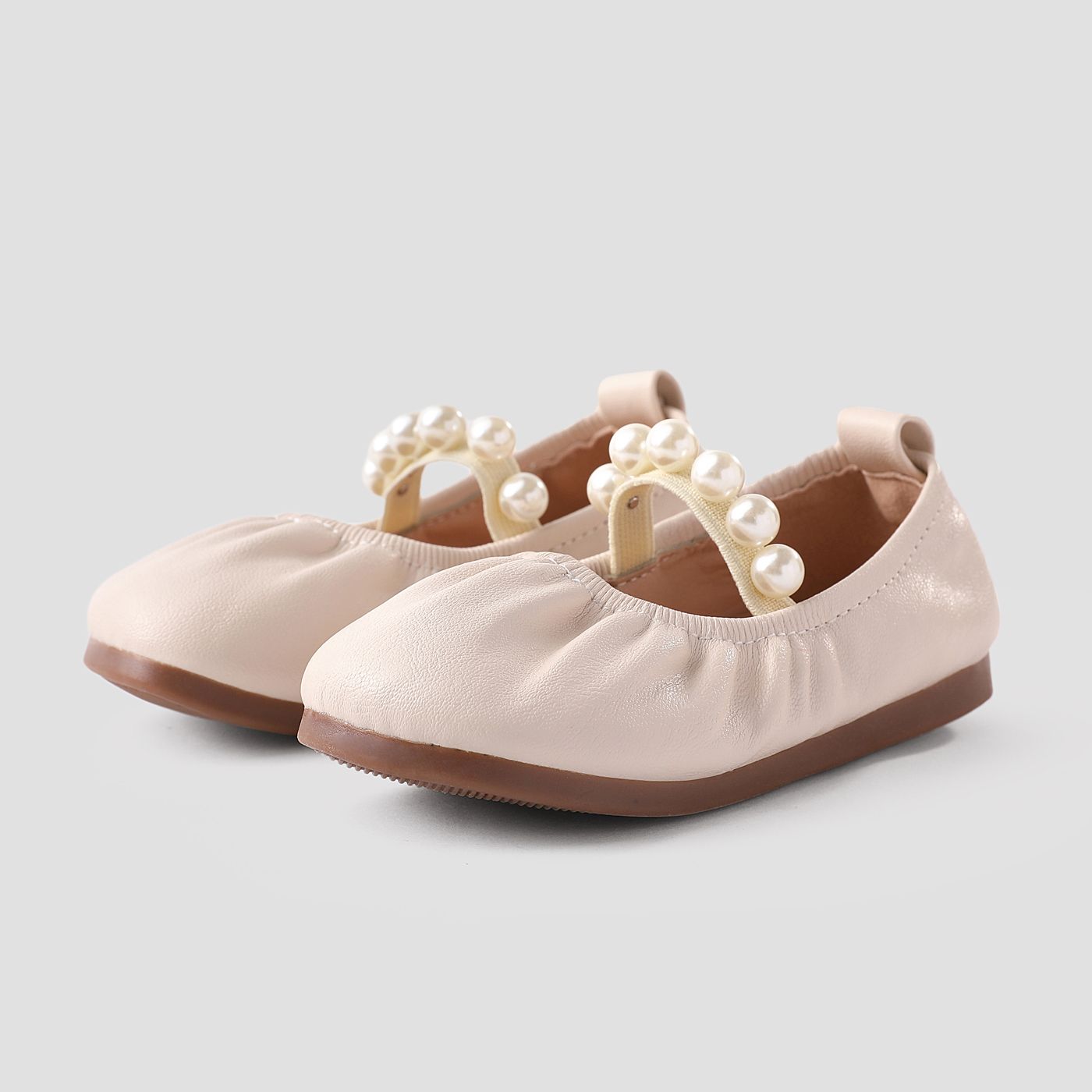 Toddler And Kid Girls Faux-pearl Decor Velcro Leather Shoes