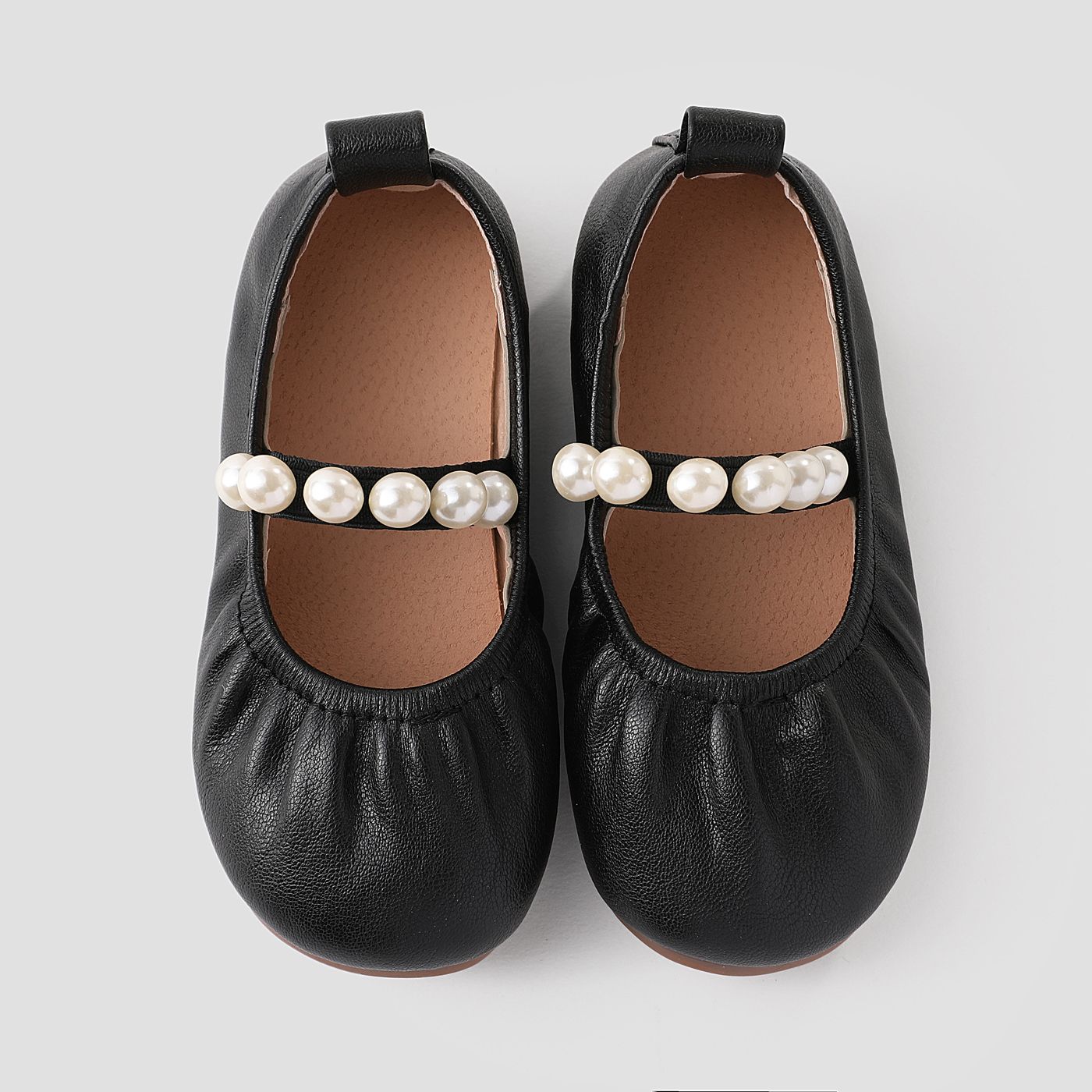 Enfant En Bas âge Et Enfant Filles Faux-perle Decor Velcro Chaussures En Cuir