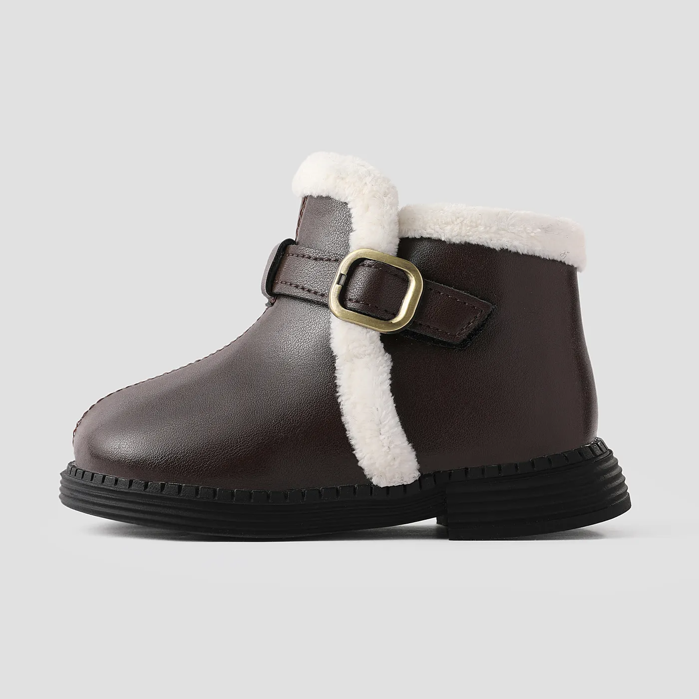 Toddler/Kids Velcro Fleece Snow Boots Brown image 3